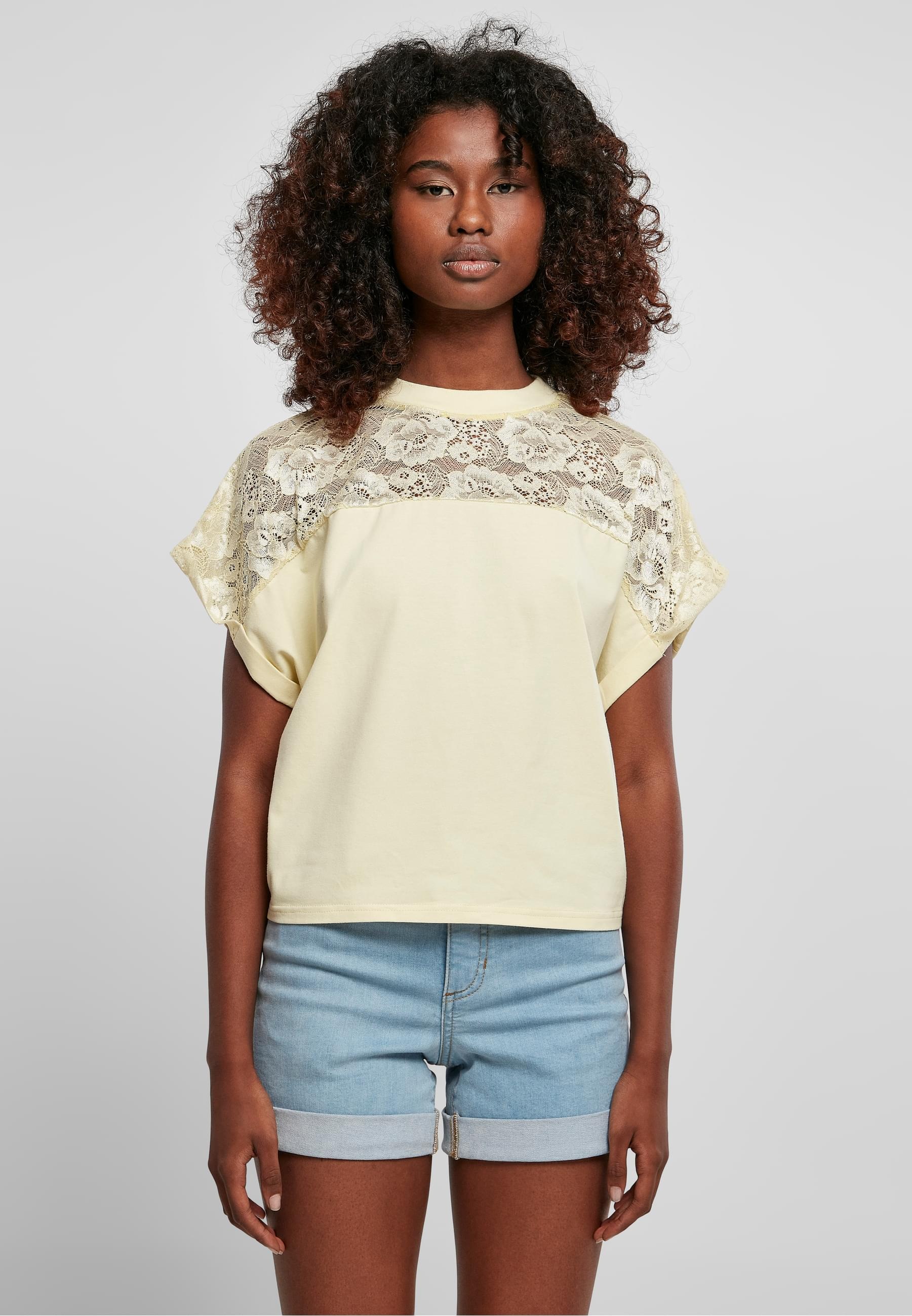 URBAN CLASSICS T-Shirt »Urban Classics Damen Ladies Short Oversized Lace Tee«, (1 tlg.)