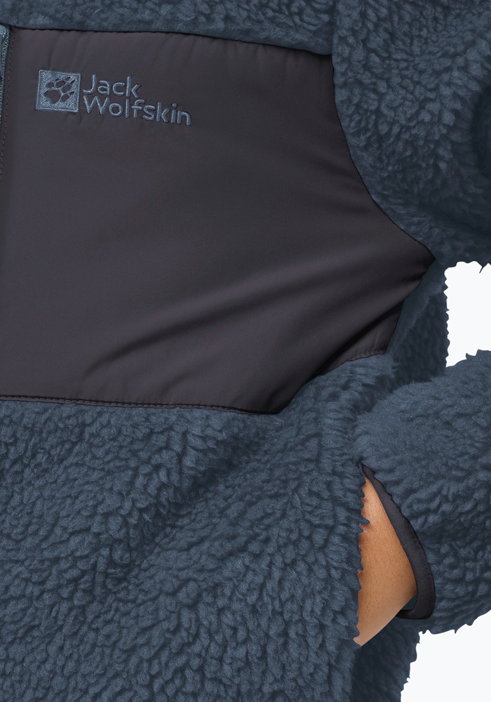 Fleecejacke JACK WOLFSKIN "ICE CURL JACKET K", Kinder, Gr. 116, blau (midnight sky), Fleece, Obermaterial: 100% Polyester, normal, eingefasste Kante, Jacken Fleecejacke, Wärmend, winddicht, Übergangsjacke für Kinder 3