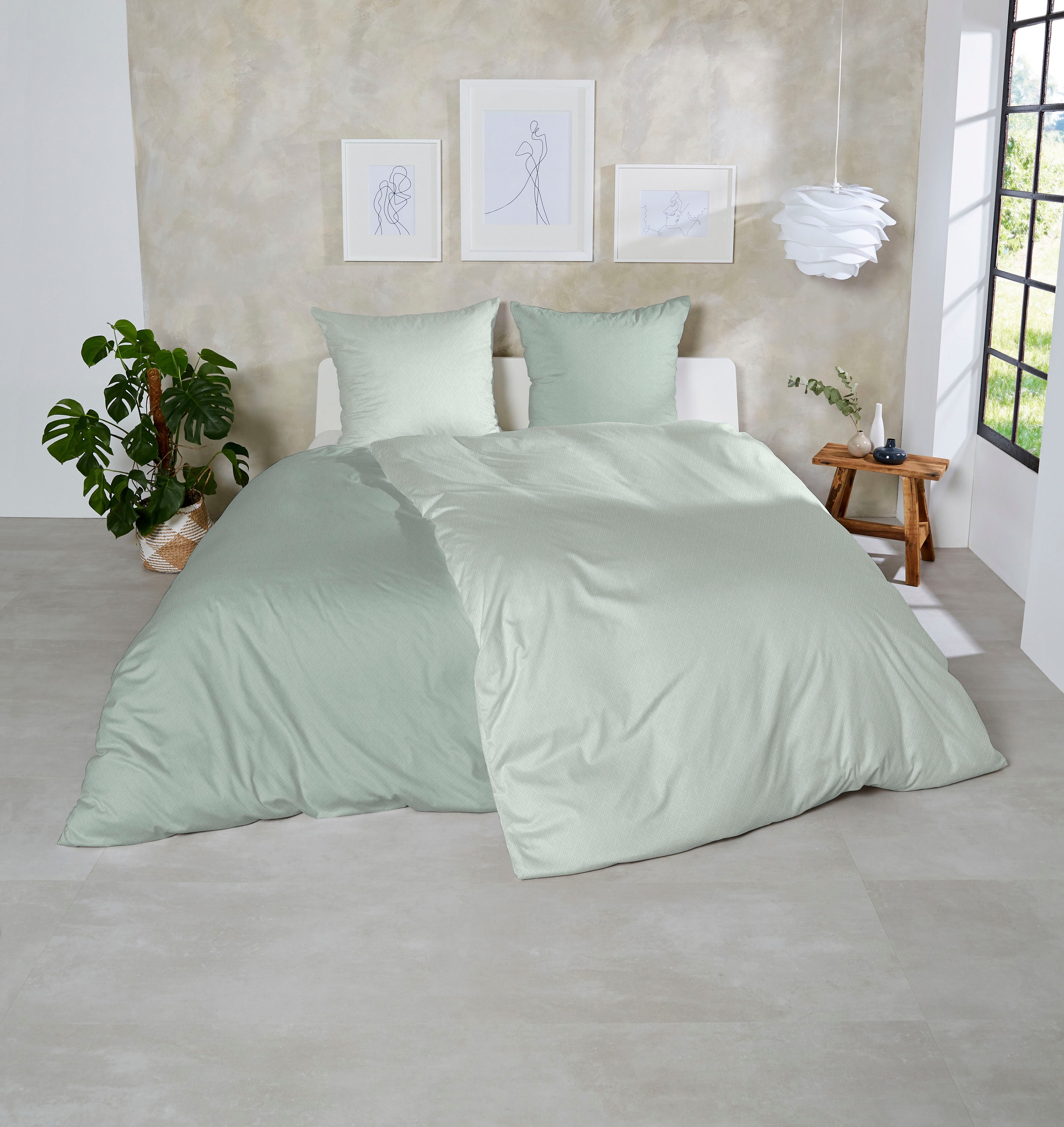 Primera Wendebettwäsche "Kate" 3 Stk. mit Two-Tone-Optik, feines Grafik-Mus günstig online kaufen