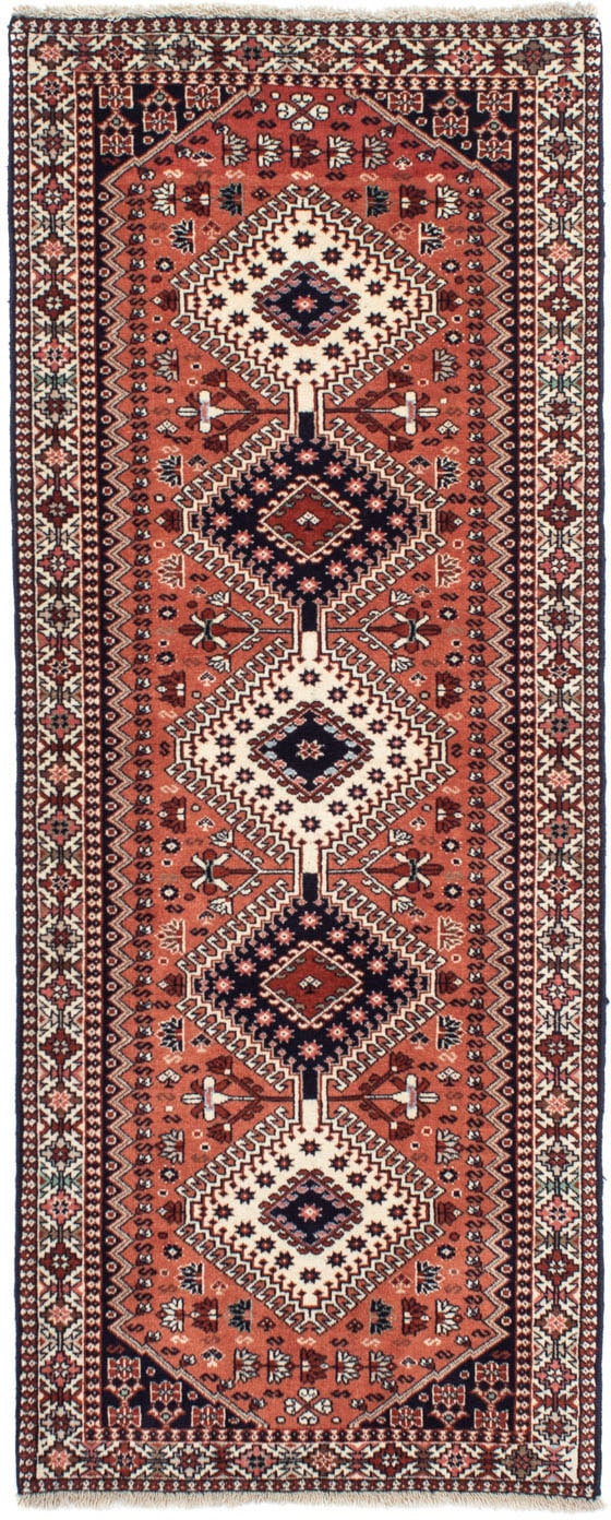 morgenland Hochflor-Läufer "Yalameh Medaillon Rosso chiaro 202 x 81 cm", rechteckig, Handgeknüpft