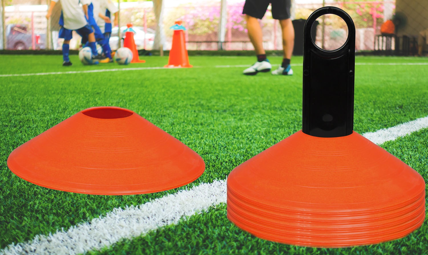 L.A. Sports Trainingshilfe »Disk Cone Markierungsteller Kinder Verkehrserziehung«, (Set, 24 Stück Markierungshütchen)