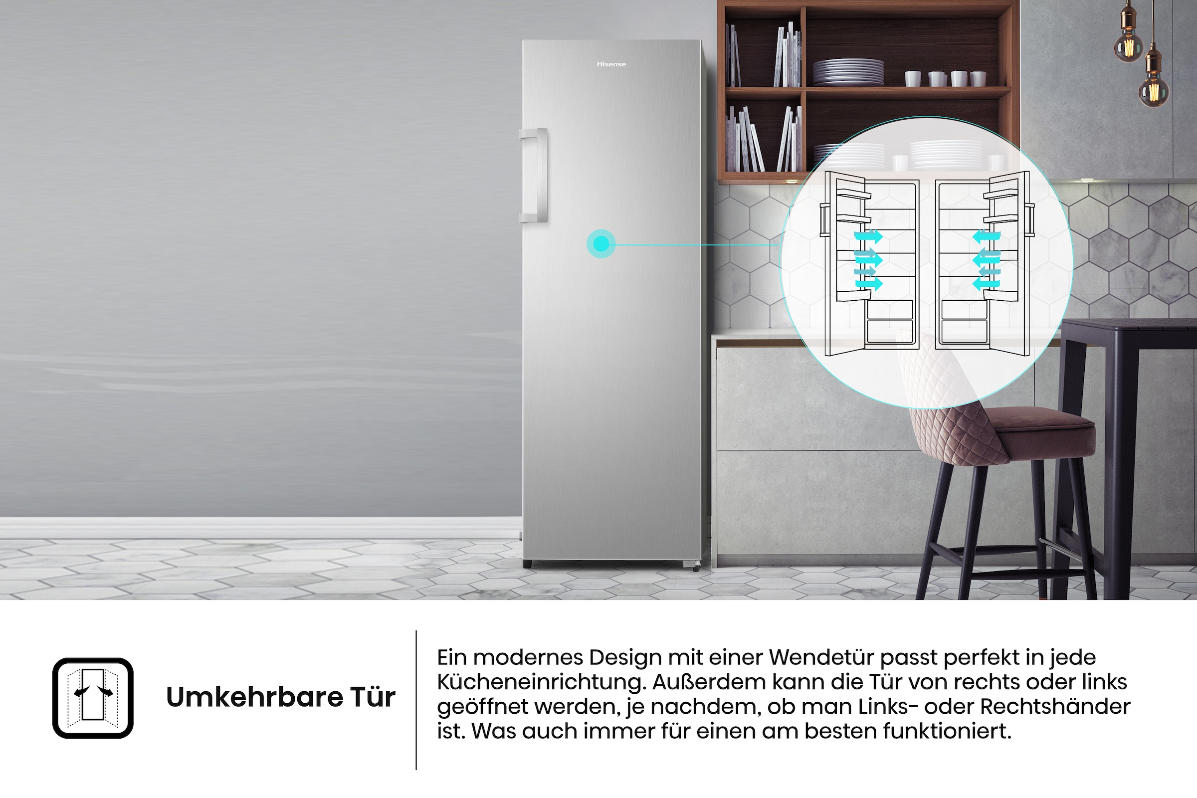 Hisense Kühlschrank »RL3N319NEIC« 172 cm hoch 59,5 cm breit MultiAirFlow-System