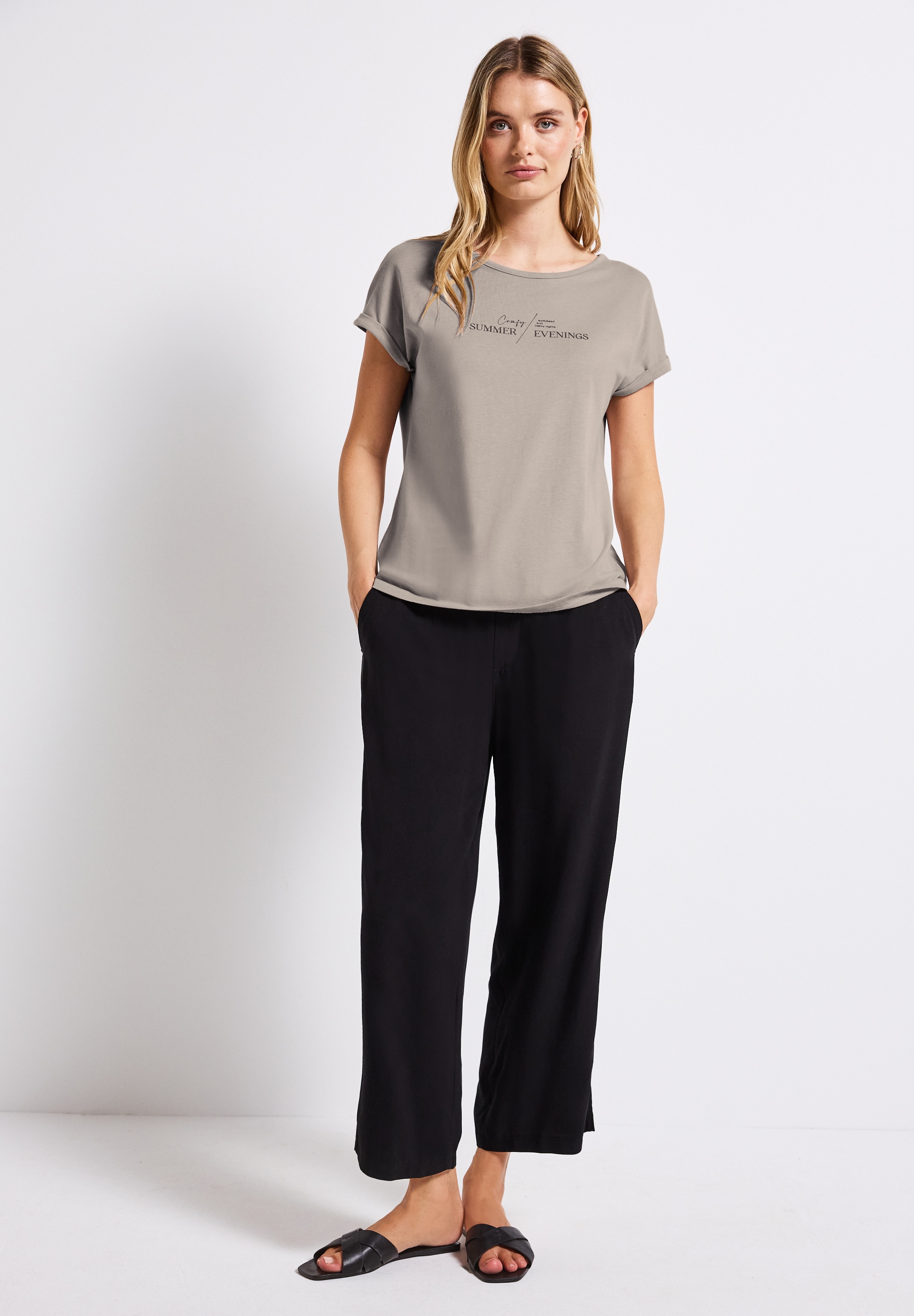 STREET ONE T-Shirt, aus Baumwolle mit Stretchante