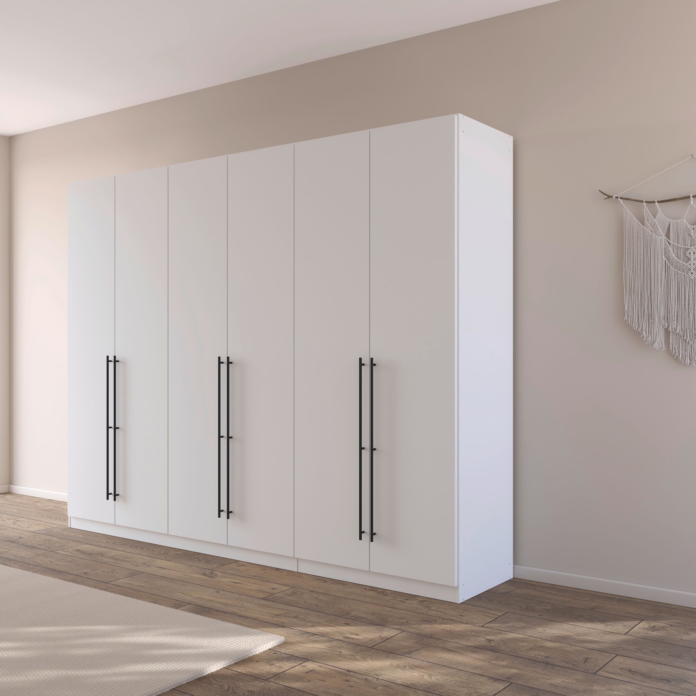 rauch Kleiderschrank, (in 3 verschiedenen Ausstattungen BASIC/CLASSIC/PREMIUM), mit hochwertigen Stangengriffen in Schwarz aus Metall MADE IN GERMANY