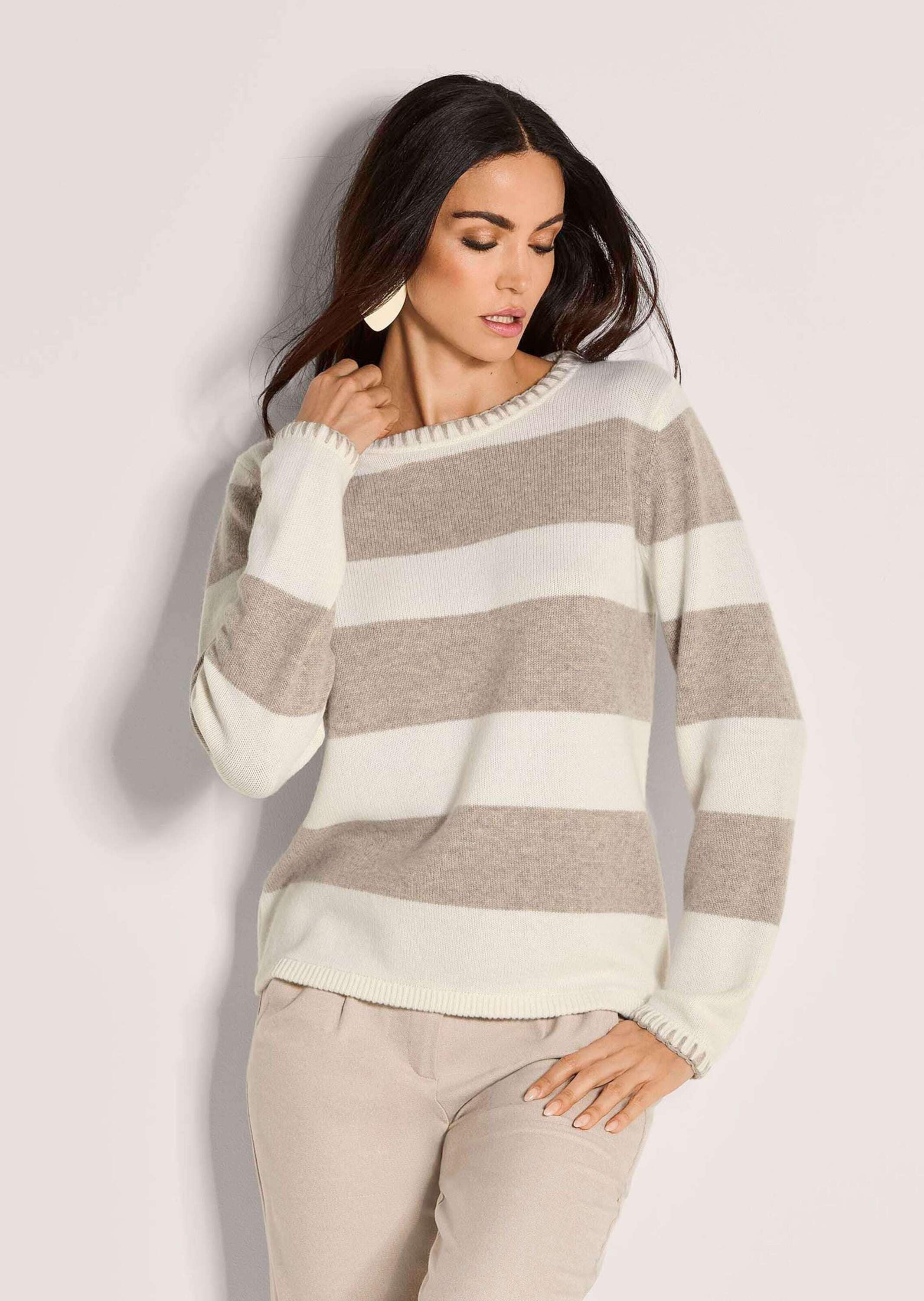 Thumbnail - MADELEINE Longpullover "Strickpullover Luxuriöser Wollpullover im Blockstreifen-Design"