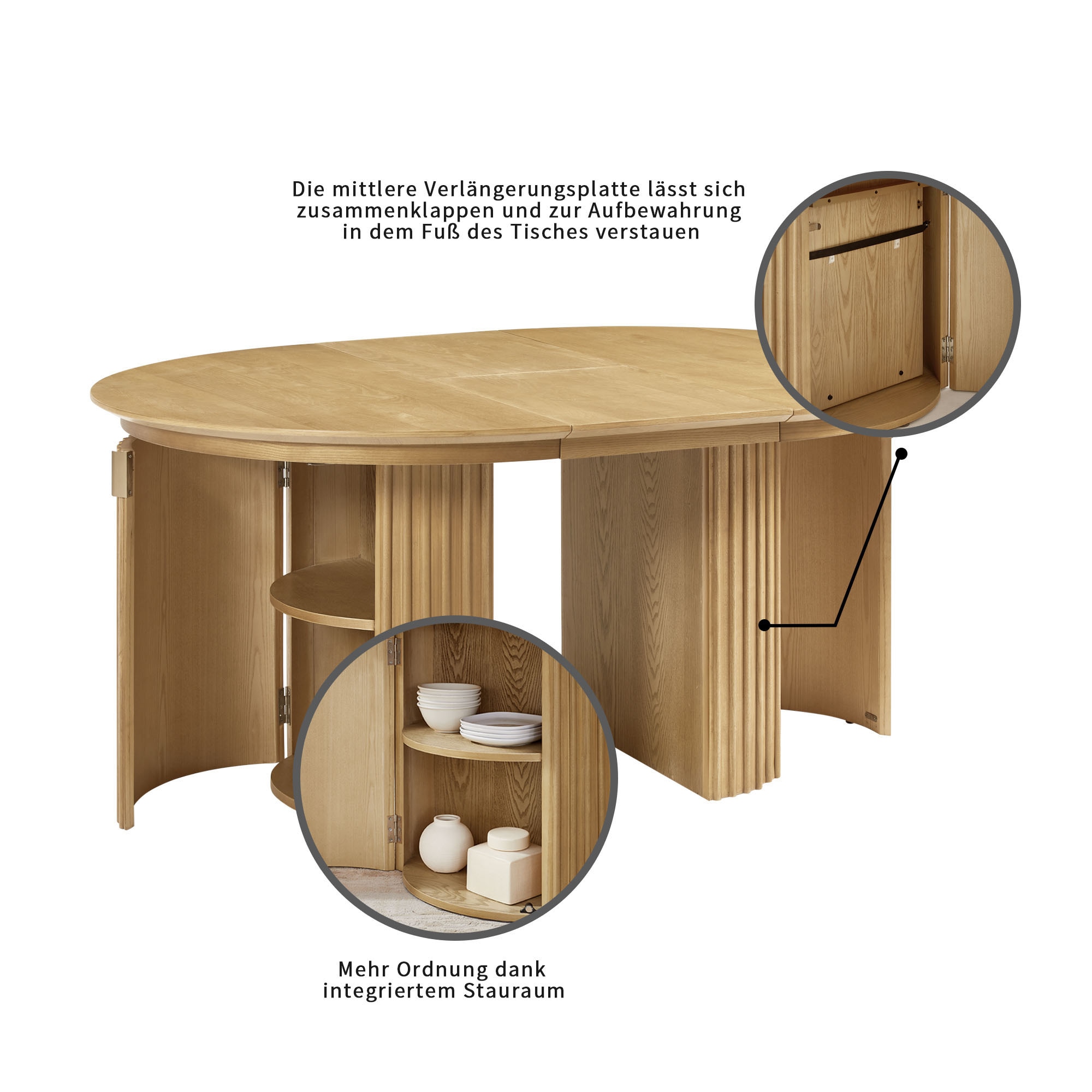 OTTO home Esstisch »Clozie« Design-Esstisch in Eichenoptik mit cleverem Stauraum & Ausziehfunktion