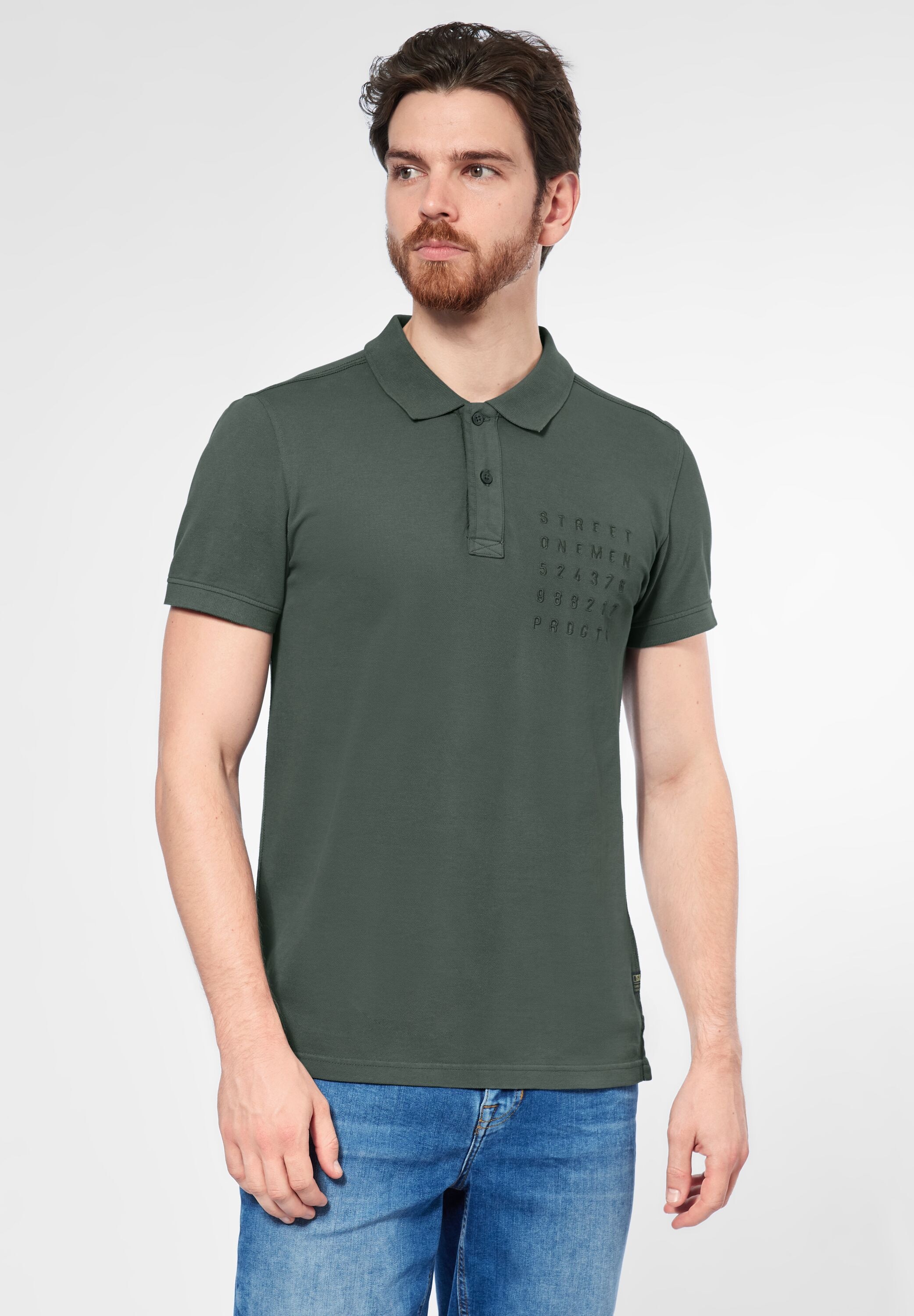 STREET ONE MEN Poloshirt, mit Wording-Print