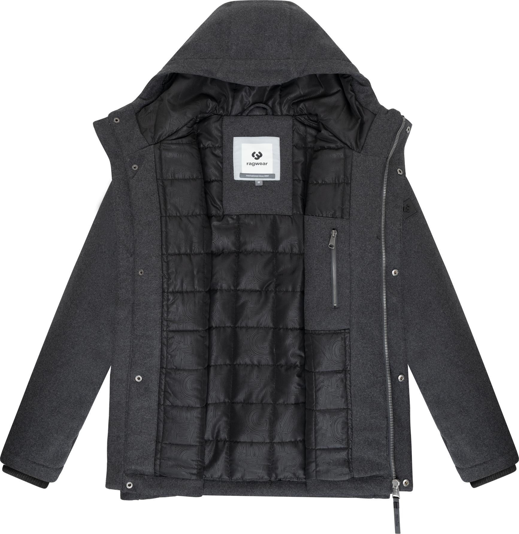 Ragwear Outdoorjacke »Mr Them Felt YOUMODO« mit Kapuze Warmer Herren Wollmantel mit großen Pattentaschen