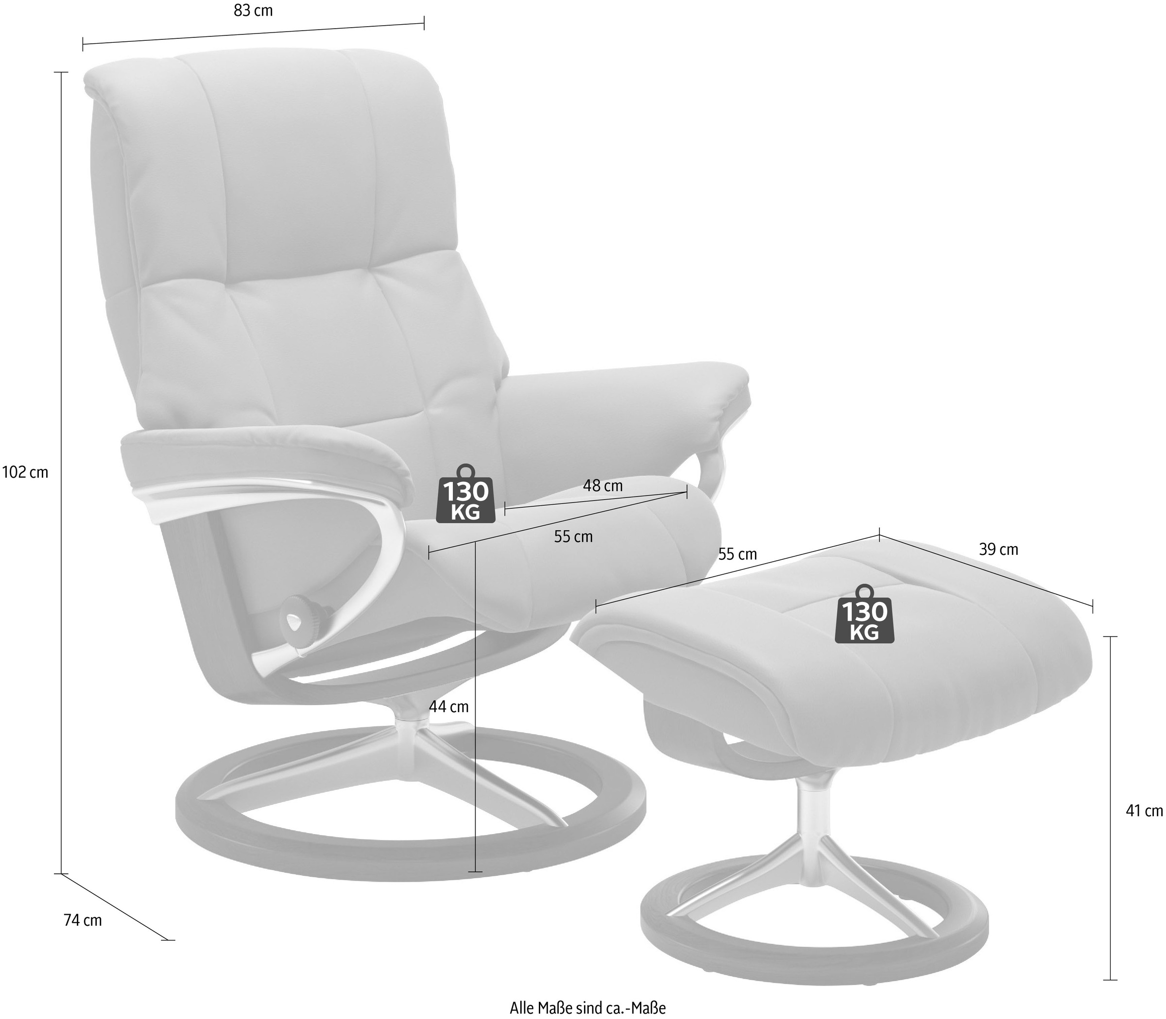 Stressless® Relaxsessel »Mayfair«, (Set, Relaxsessel mit Hocker), mit Hocker, mit Signature Base, Größe S, M & L, Gestell Eiche