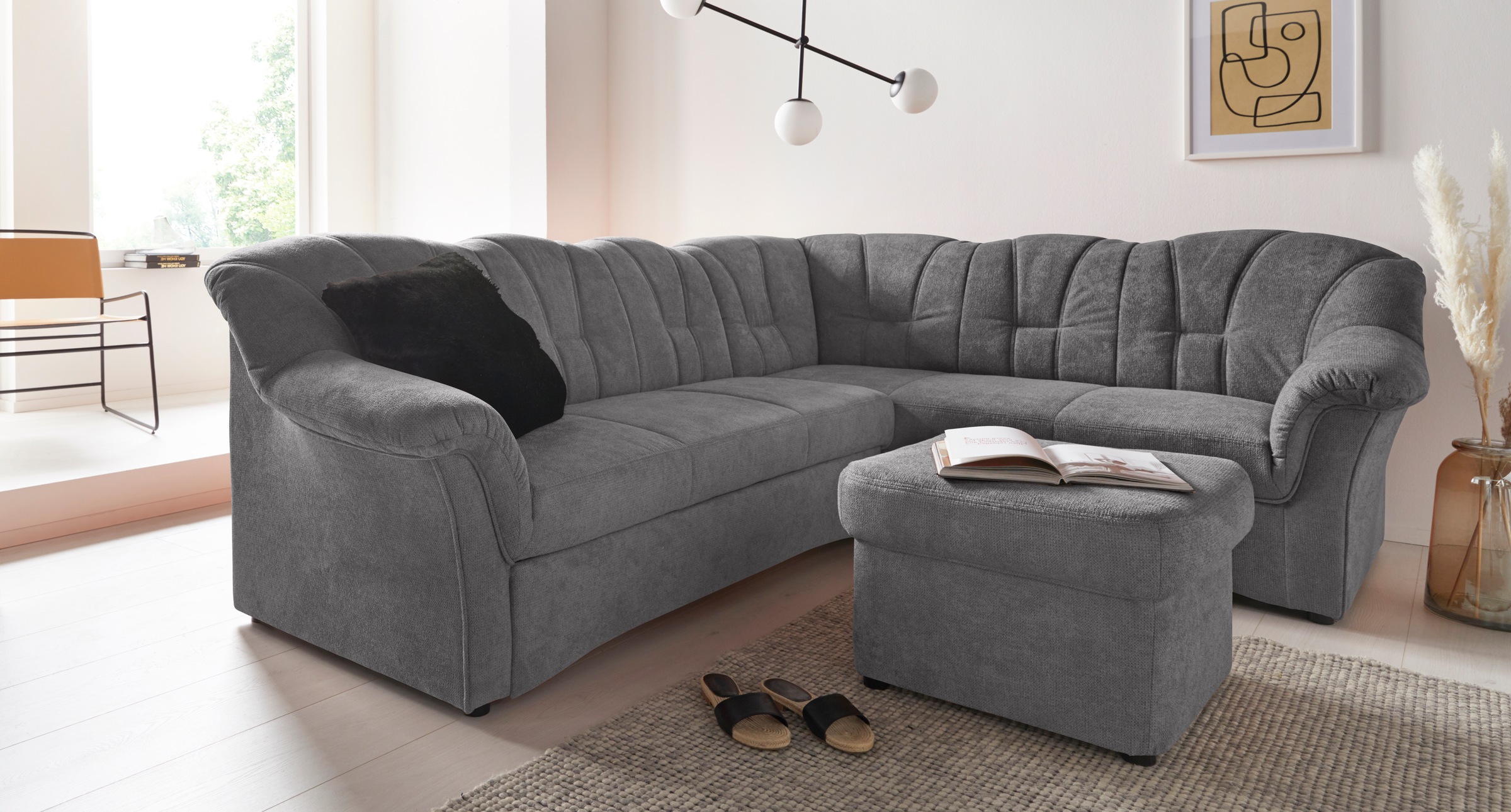 DOMO collection Ecksofa »Papenburg B/T/H: 242/190/84 cm L-Form«, wahlweise mit Bettfunktion, Langer Schenkel links oder rechts