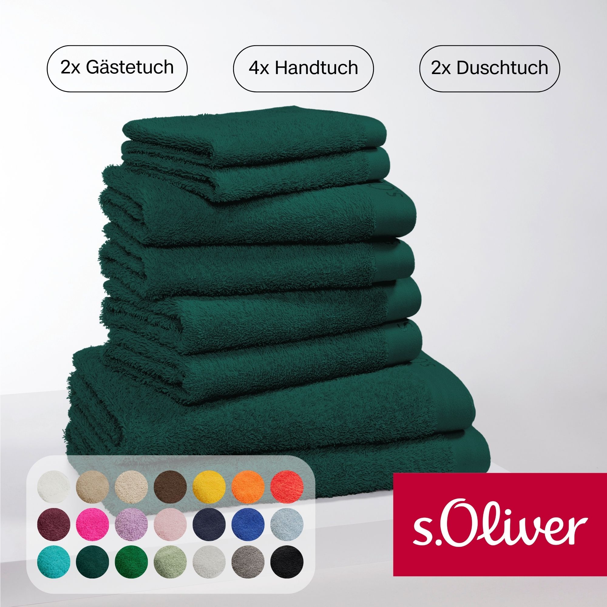 s.Oliver "s.Oliver, Premium Qualität, 600 gr/m²" Set 8 Stk. Walkfrottier 2 Gästetücher 30x50, 4 Handtücher 50x100, 2 Duschtücher 70x140