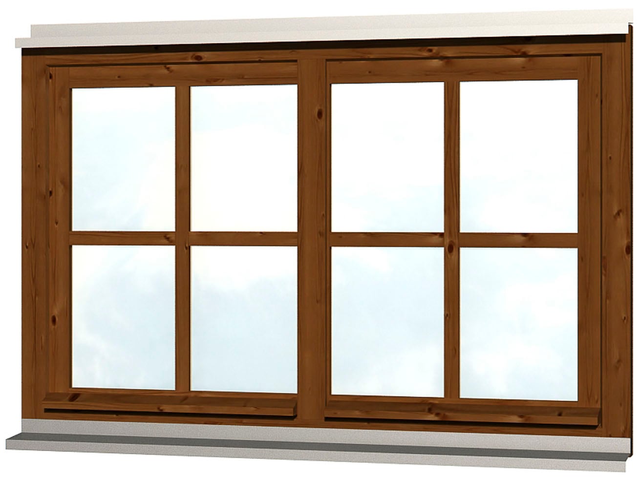 Fenster SKANHOLZ, B:132cm H:82cm, braun, Glas, Massivholz, Fenster, "Doppelfenster", für Carports, 132,4 x 82,1 cm