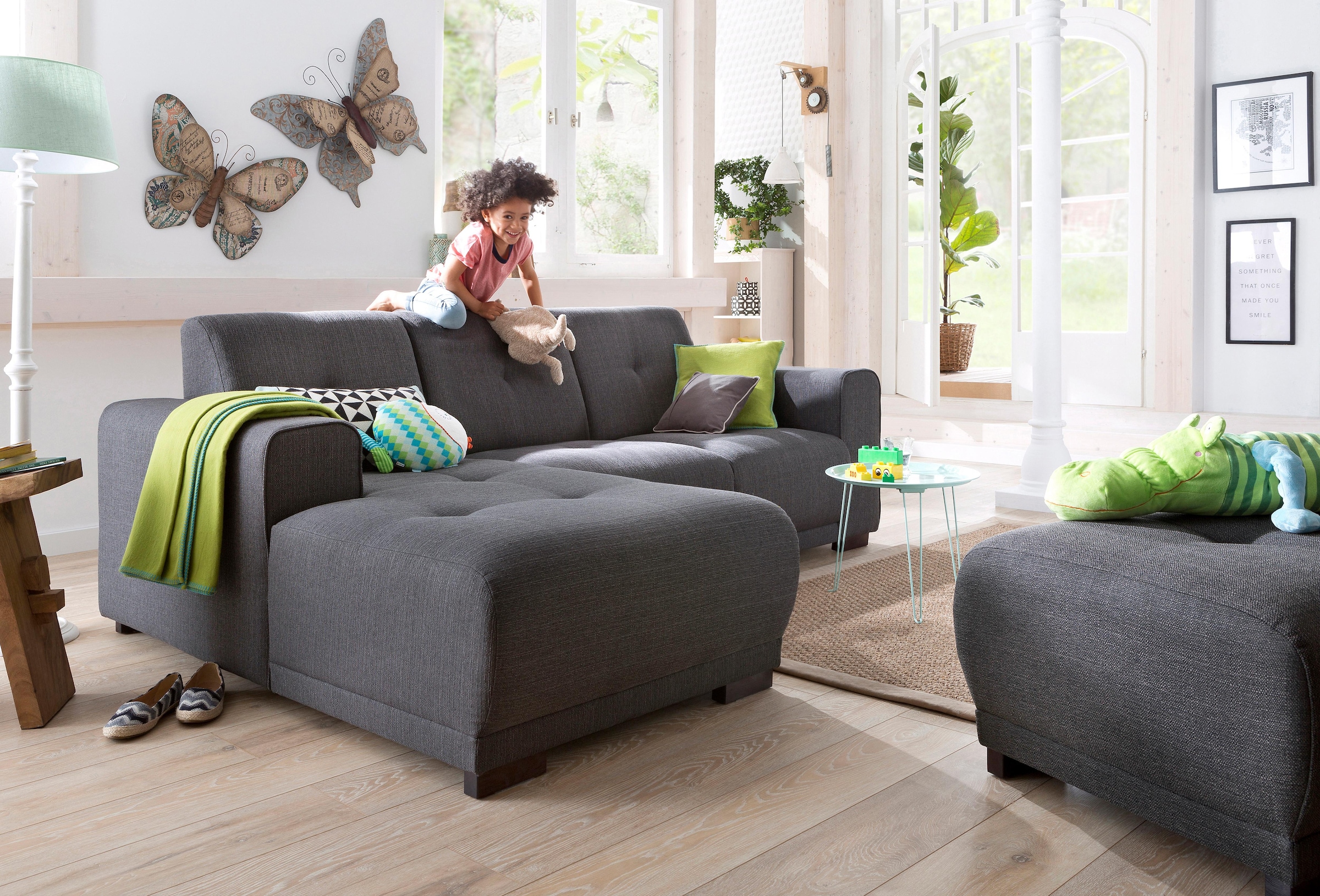 Home affaire Ecksofa »Langeland L-Form«, incl. 2 Zierkissen, Recamiere wahlweise links oder rechts