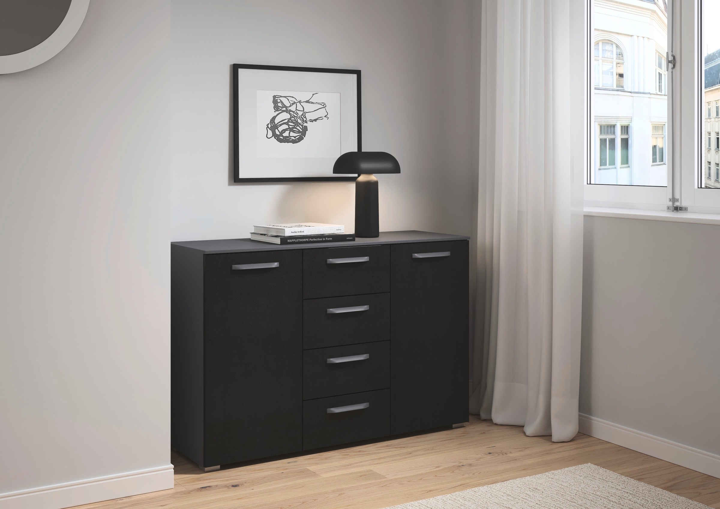 rauch Kombikommode "Sideboard Schubladenkommode OTELI mit Dekor- und Hochgl günstig online kaufen