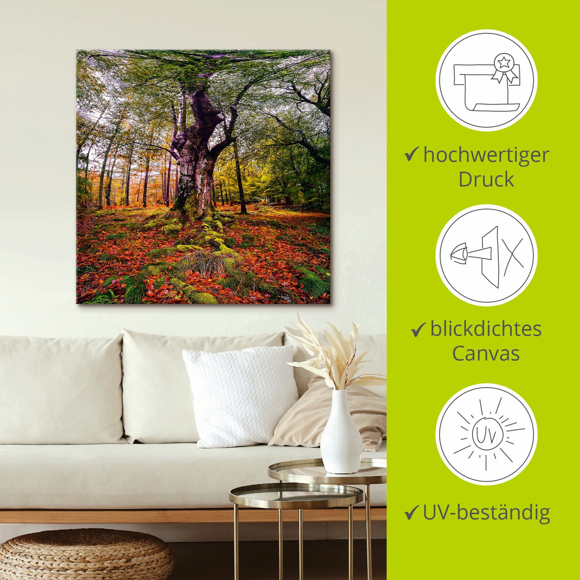 Artland Wandbild »Baum im Wald«, Baumbilder, (1 St.), als Leinwandbild, Poster in verschied. Größen