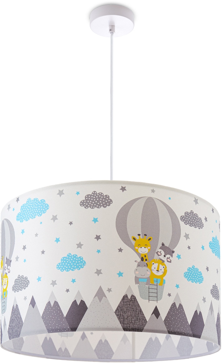 Paco Home Pendelleuchte »Cosmo 343«, 1 flammig, Leuchtmittel E27 | ohne Leuchtmittel, Lampe Kinderzimmer Deckenlampe Heißluftballon Wolken Tiere Zoo E27