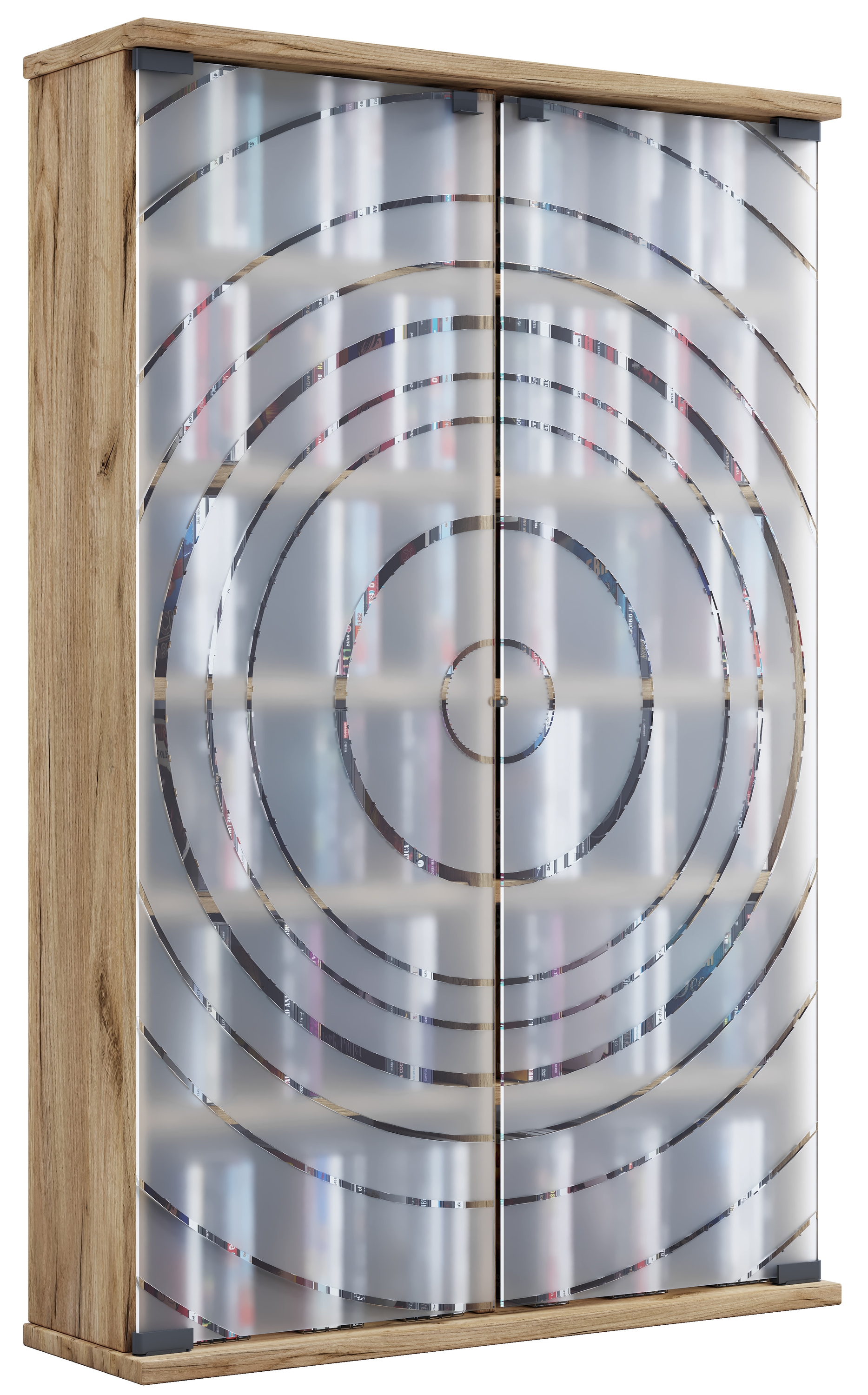 Vcm Honig Eiche Media-Regal "Holz Cd Dvd Stand Regal Schrank Glastür Tilano L" 1 Stk. Tlg. von Baur