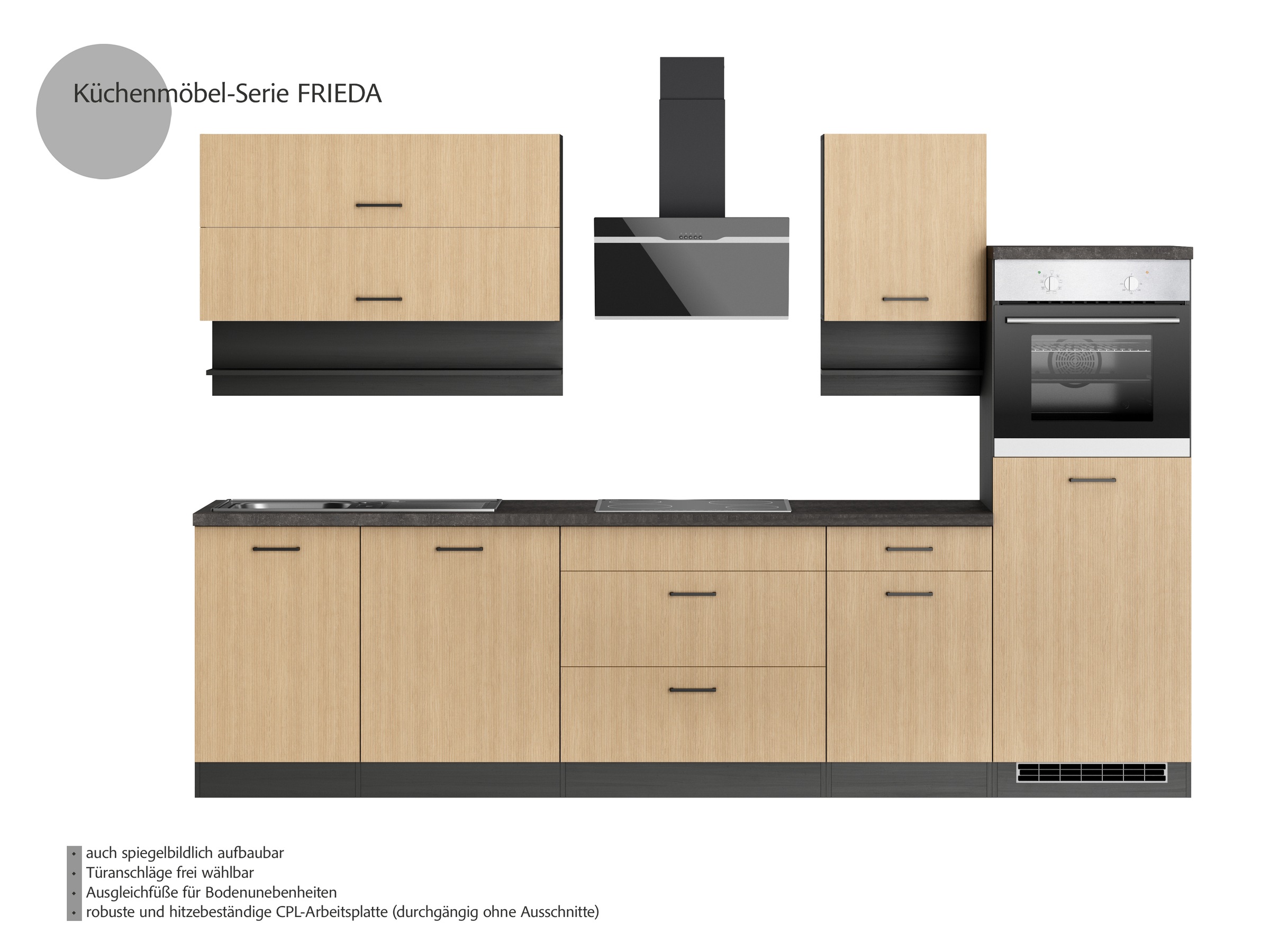 Thumbnail - KOCHSTATION Küchenzeile "KS-Frieda Breite 300 cm" wahlweise mit E-Geräten, mit 38mm starker Arbeitsplatte