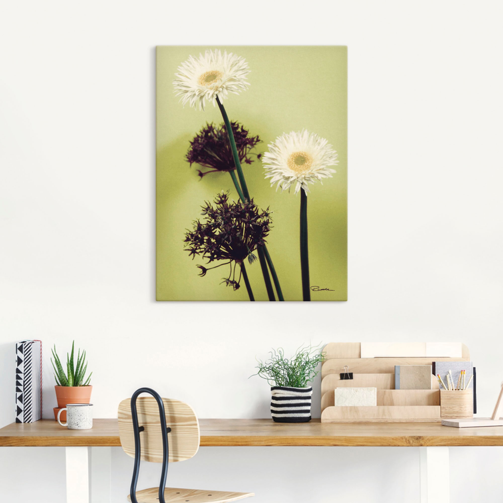 Artland Wandbild »Zwei vor grün - Gerberas«, Blumenbilder, (1 St.), als Leinwandbild in verschied. Größen