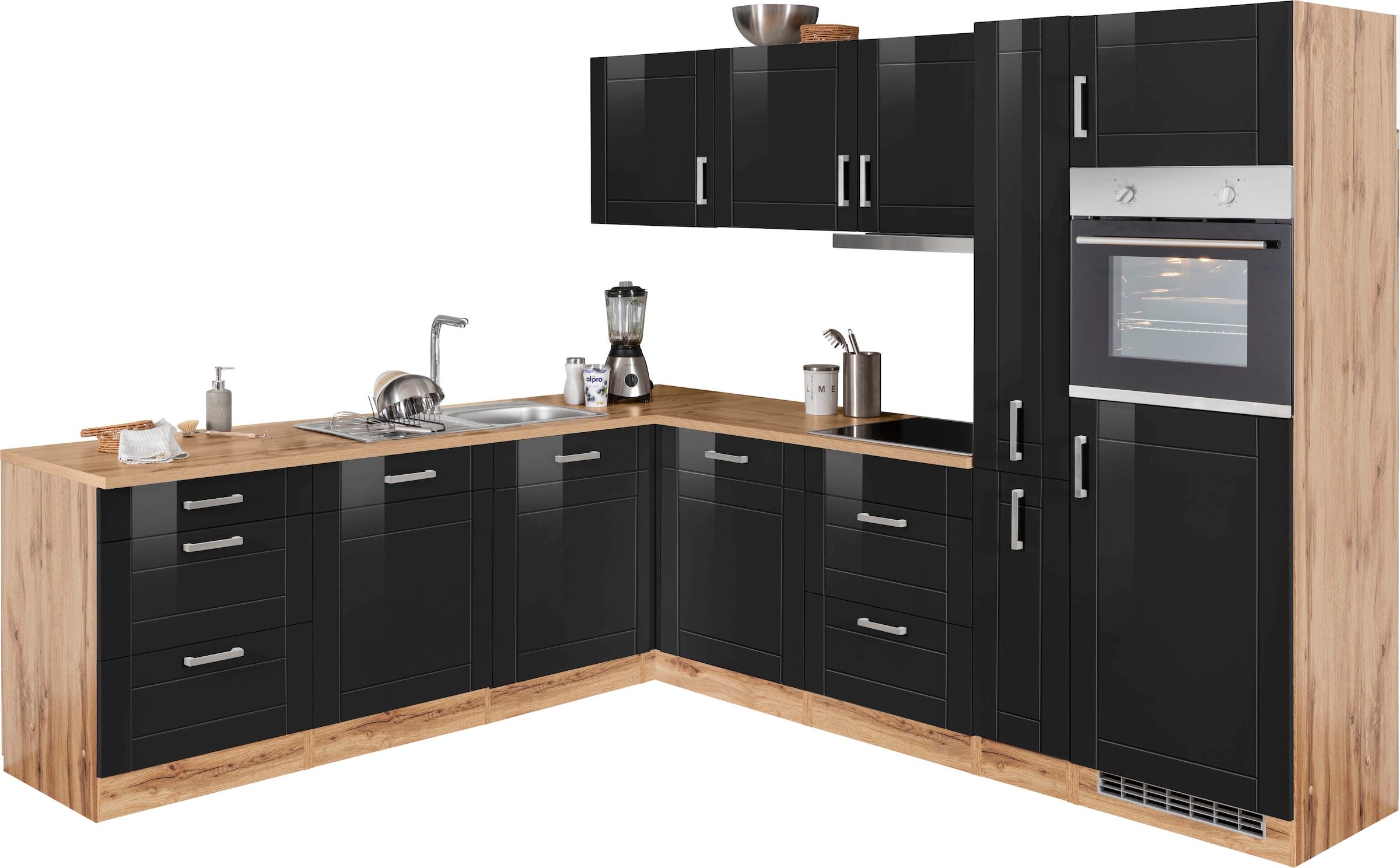 KOCHSTATION Winkelküche »KS-Tinnum«, mit E-Geräten, Stellbreite 240/270 cm