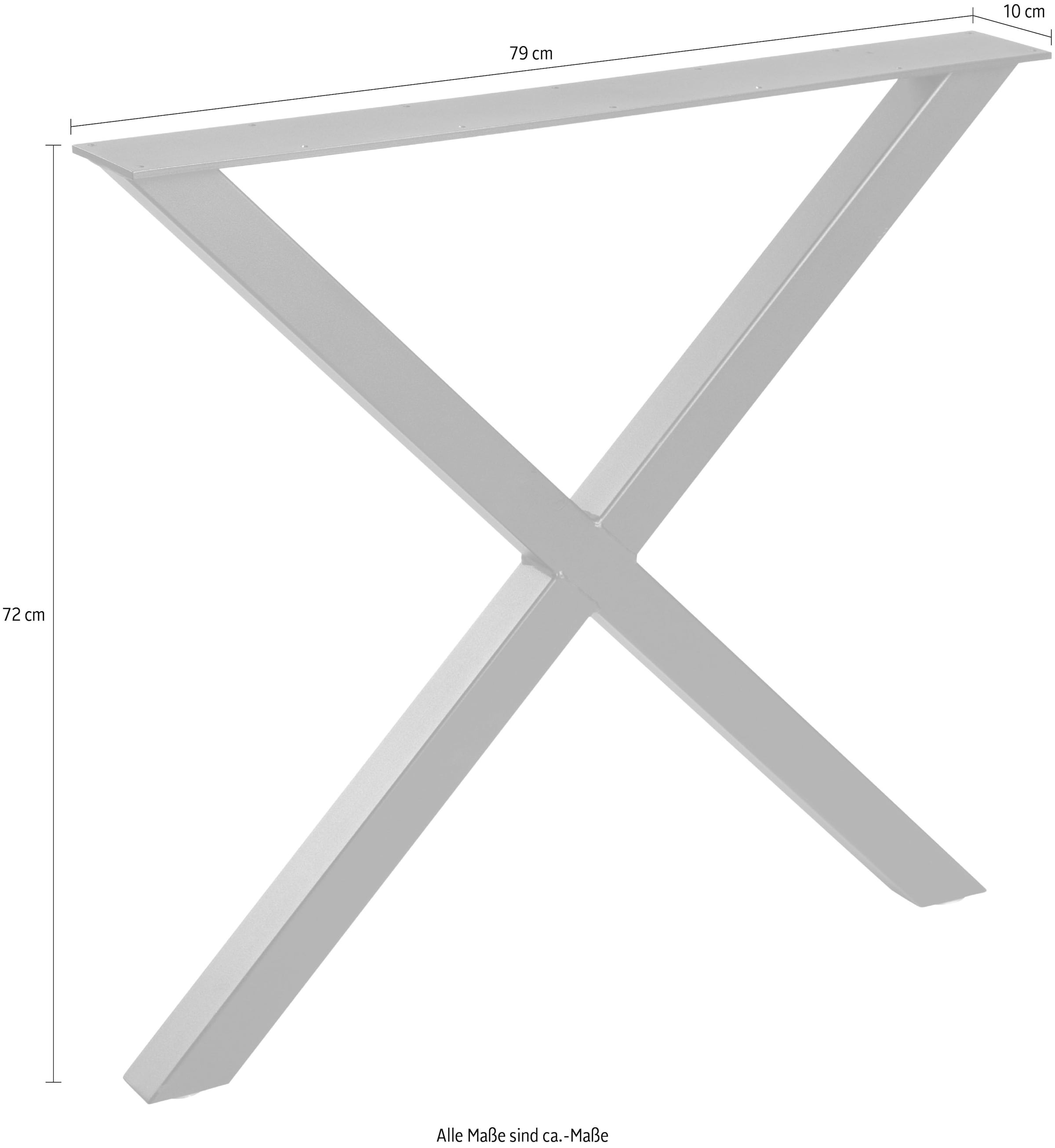 WOOOD Tischbein »Tablo X-Form aus Metall mit Pulverbeschichtung B 79 x T 10 x H 72 cm« X-Form-Gestell, Tragkraft 50 kg, einfach zu montieren