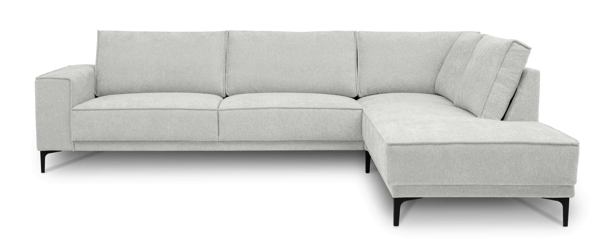 Places of Style Ecksofa »Polsterecke Oland, Struktur, Flachgewebe, Luxus-Microfaser, Boucle«, L-Form, 289 cm, Wellenunterfederung, Skandi-Design, Metallfüße