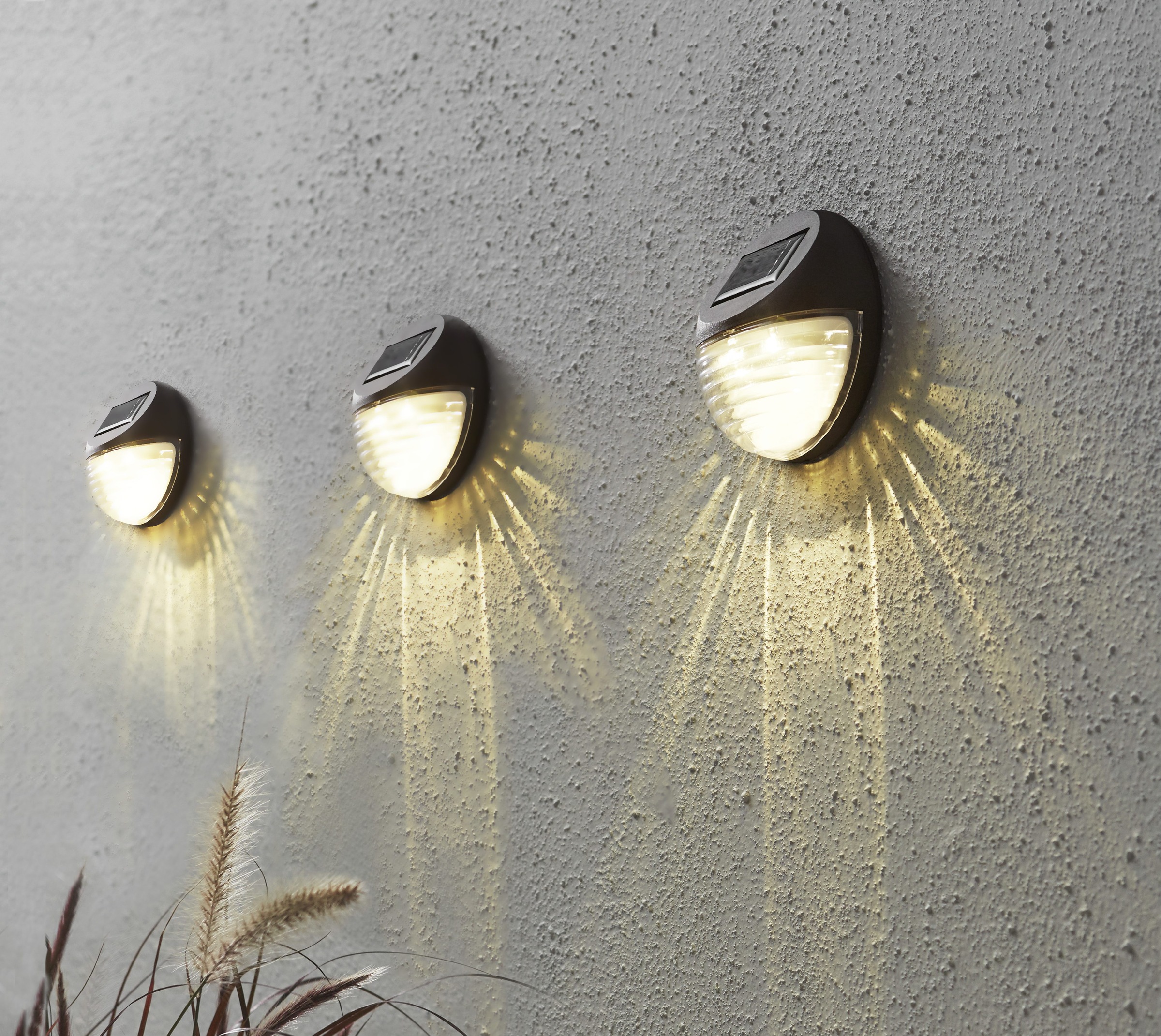 Parforce Traditional Hunting LED Solarleuchte »Solar-Wandleuchte Fency« LED-Board 3 Stk. Warmweiß 3er-Set Solar-Wandleuchten, Dämmerungssensor