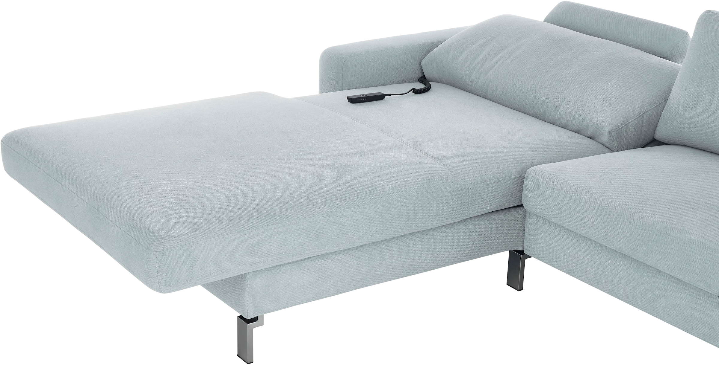3C Candy Ecksofa »Lecce, wahlweise PUR-Schaumstoff oder Tonnentaschenfederkern«, Bett im 2,5-Sitzer, teilmotorische Schlaffunktion im Longchair, L-Form