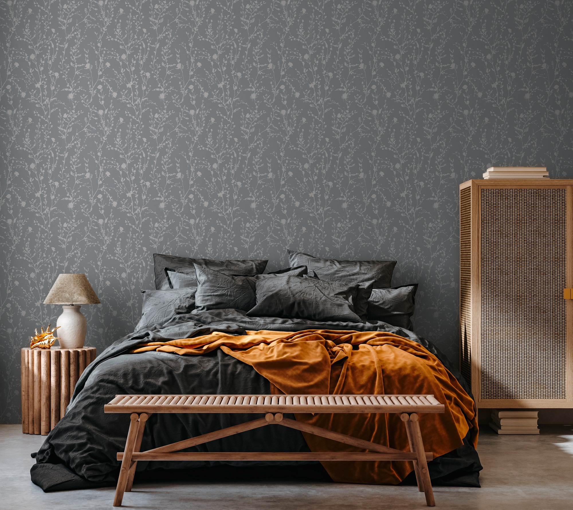 A.S. Création Vliestapete »Casual Living florale Tapete Mustertapete Äste Blattmuster«, schimmernd, Vliestapete Blumentapete für Schlafzimmer Küche Wohnzimmer Floral Flur