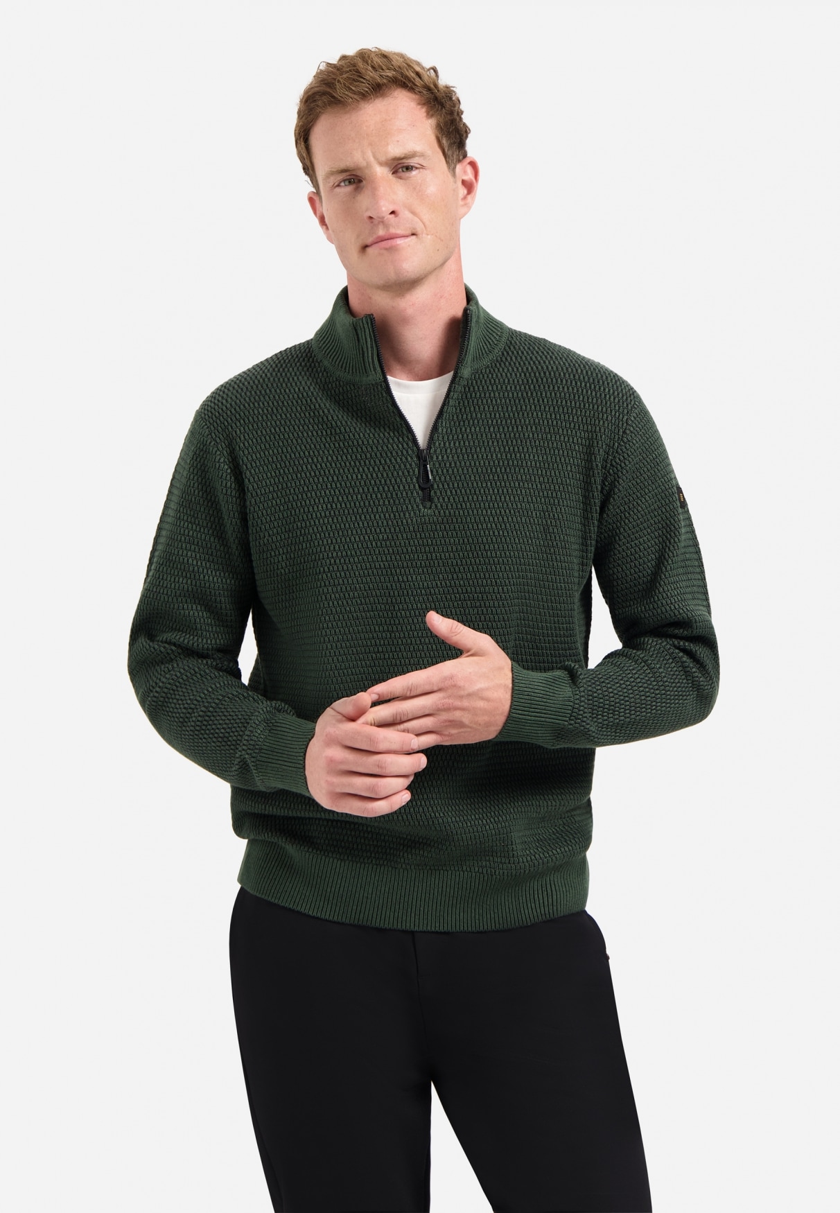 NO EXCESS Stehkragenpullover »No Excess Melierter Half-Zip-Sweater«