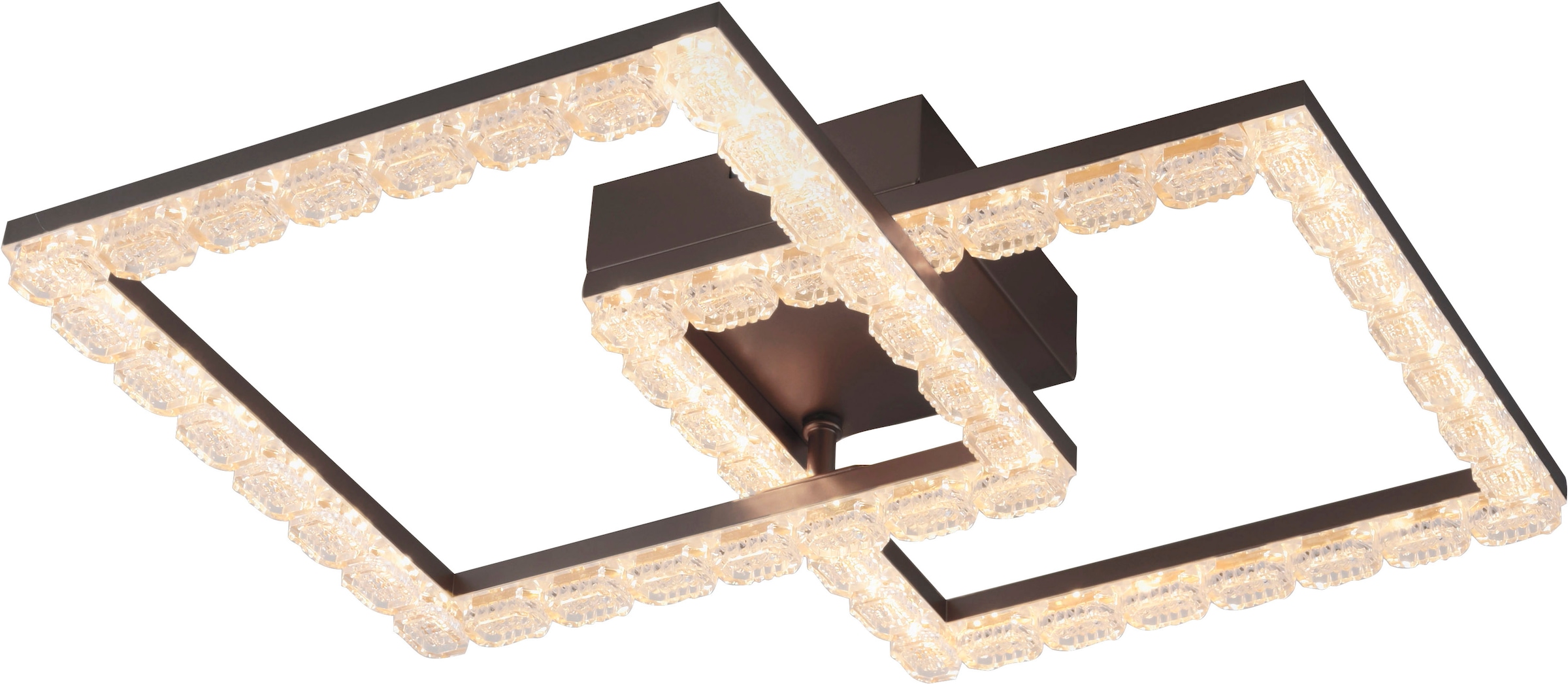 JUST LIGHT LED Deckenleuchte »GLITRA« LED-Board 1 Stk. Warmweiß Rahmen drehbar, 3000K Leuchtmittel, Kristallabdeckung