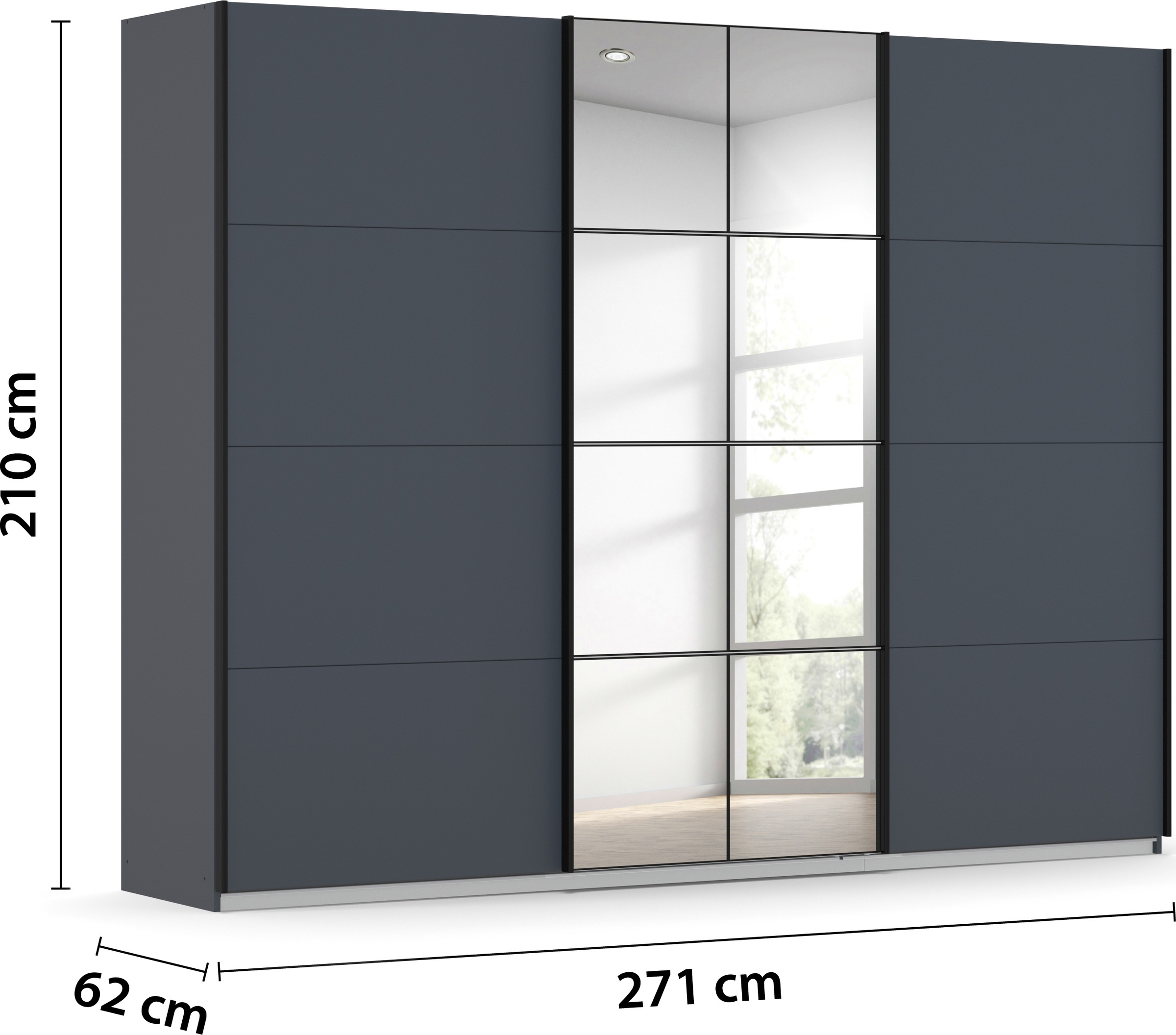 OTTO home Kleiderschrank »Schwebetürenschrank Schrank Garderobe Wäscheschrank BAVENO« in 3 Ausstattungen BASIC/CLASSIC/PREMIUM (mit Soft-Close-Funktion),  in moderner Loft-Optik mit Griffleisten aus Metall MADE IN GERMANY