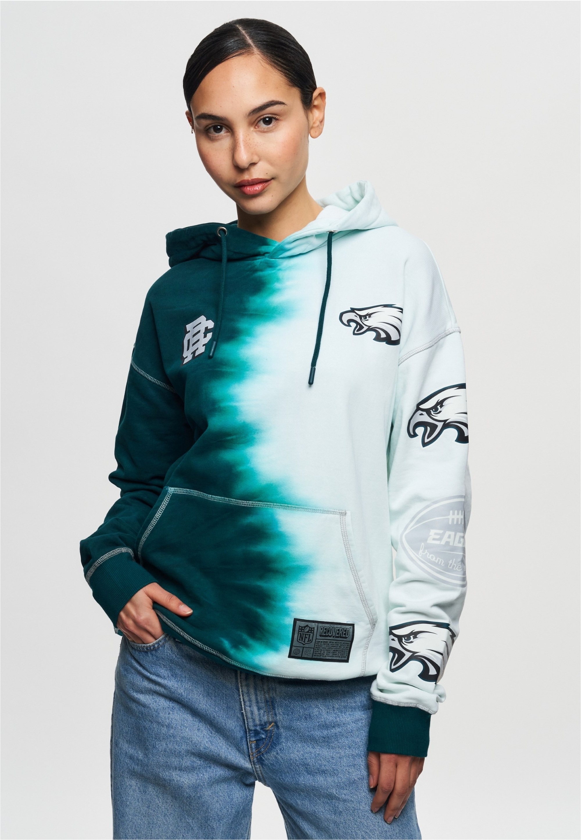 Thumbnail - Recovered Kapuzensweatshirt "NFL Eagles Ink Dye Effect", 1 Stk. für Philadelphia Eagles-Fans