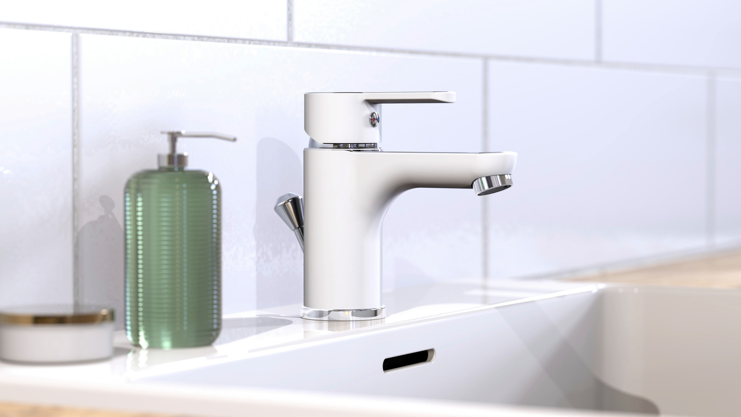 Eyckhaus bath & relaxing Waschtischarmatur »Bianco«, Ablaufgarnitur, Weiß/Chrom, Hochdruck