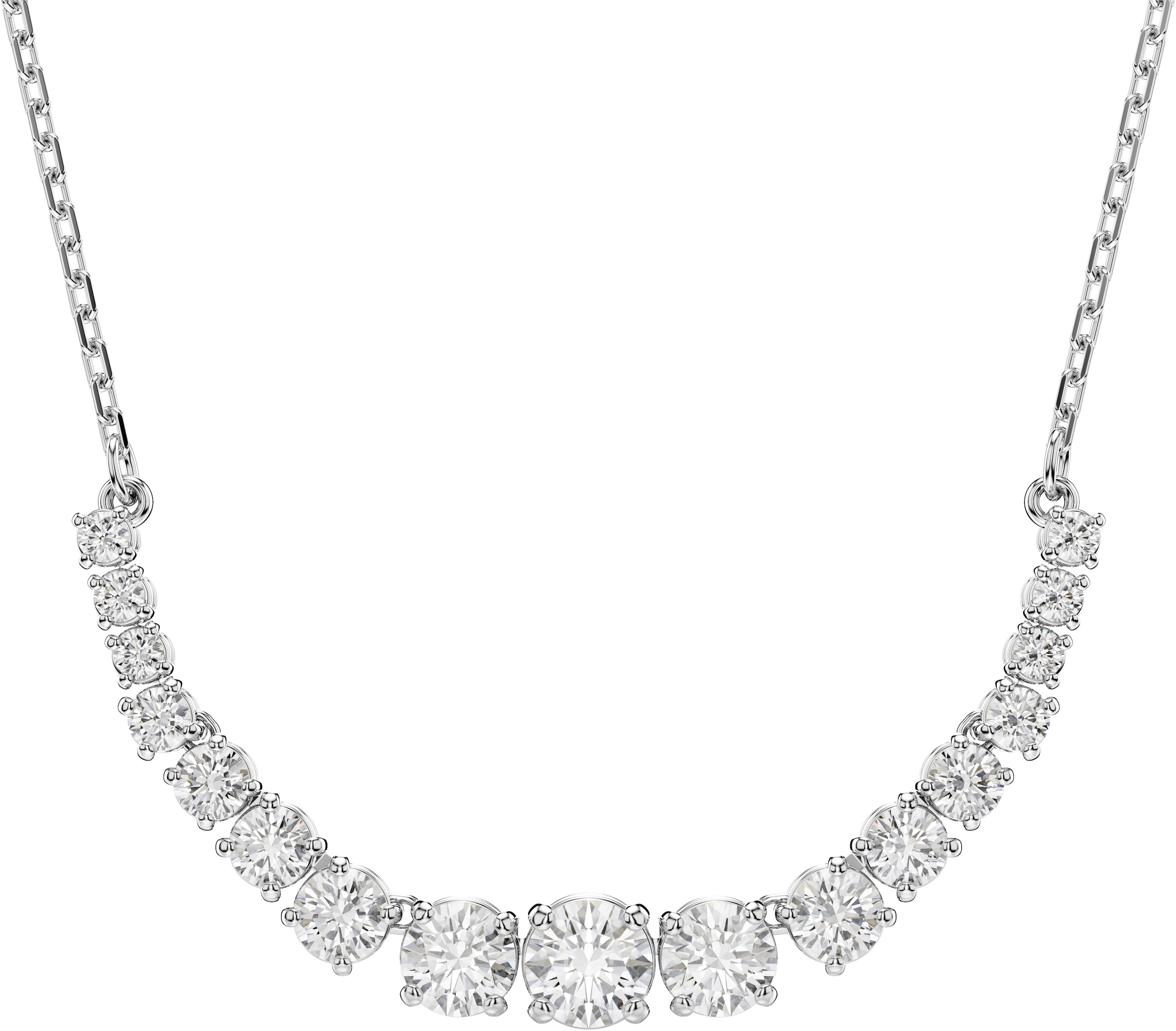 Kette mit Anhänger SWAROVSKI "Schmuck Geschenk Matrix Halskette", silber (metallfarben, kristallweiß), Halsketten, Damen, Metall, L: 49, mit Swarovski Zirkonia (synth.) 3