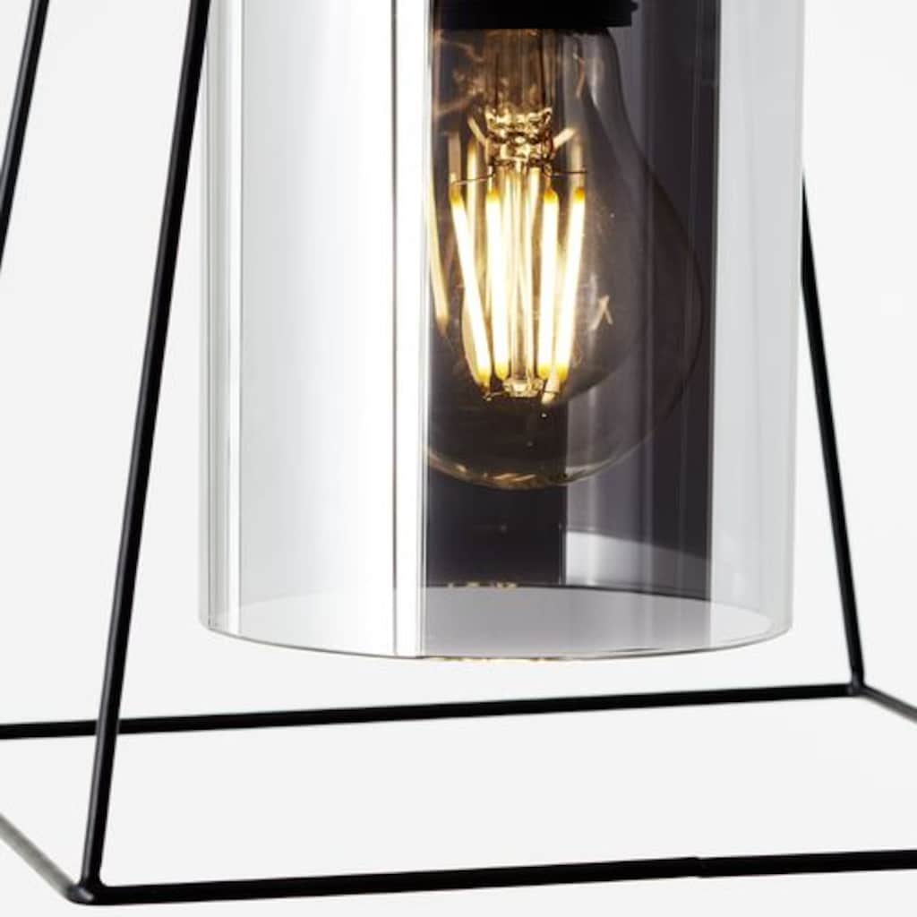 Brilliant Pendelleuchte »Luxor«, 1 flammig-flammig, 174,5 cm Höhe, kürzbar, E27, Metall/Glas, schwarz matt/rauchglas