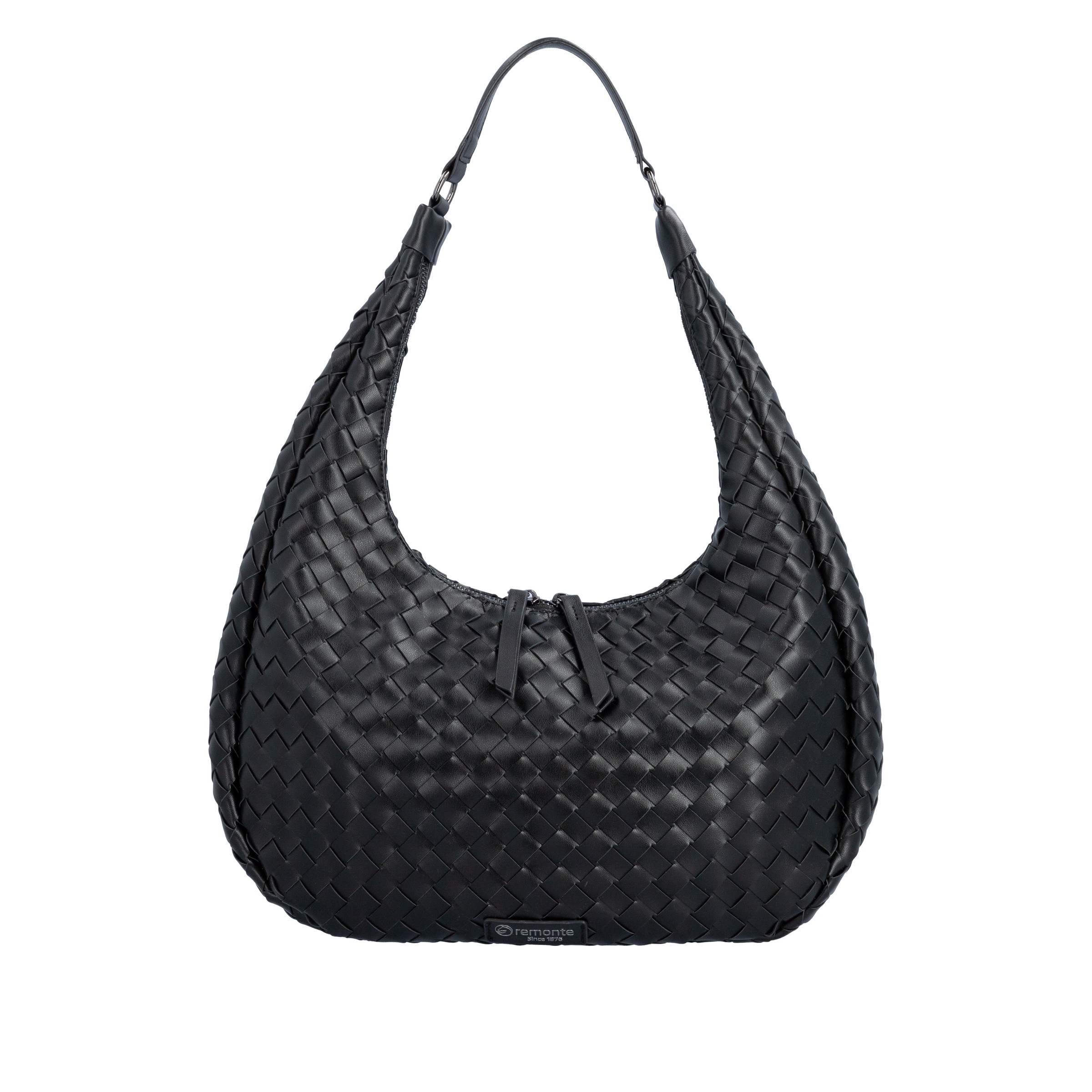 Hobo REMONTE, Herren, Gr. B/H/T: 37cm x 23cm x 6cm, schwarz, Lederimitat, unifarben, Taschen Hobo, Beuteltasche, Handtasche in Flecht-Optik, mit kurzem Umhängeriemen
