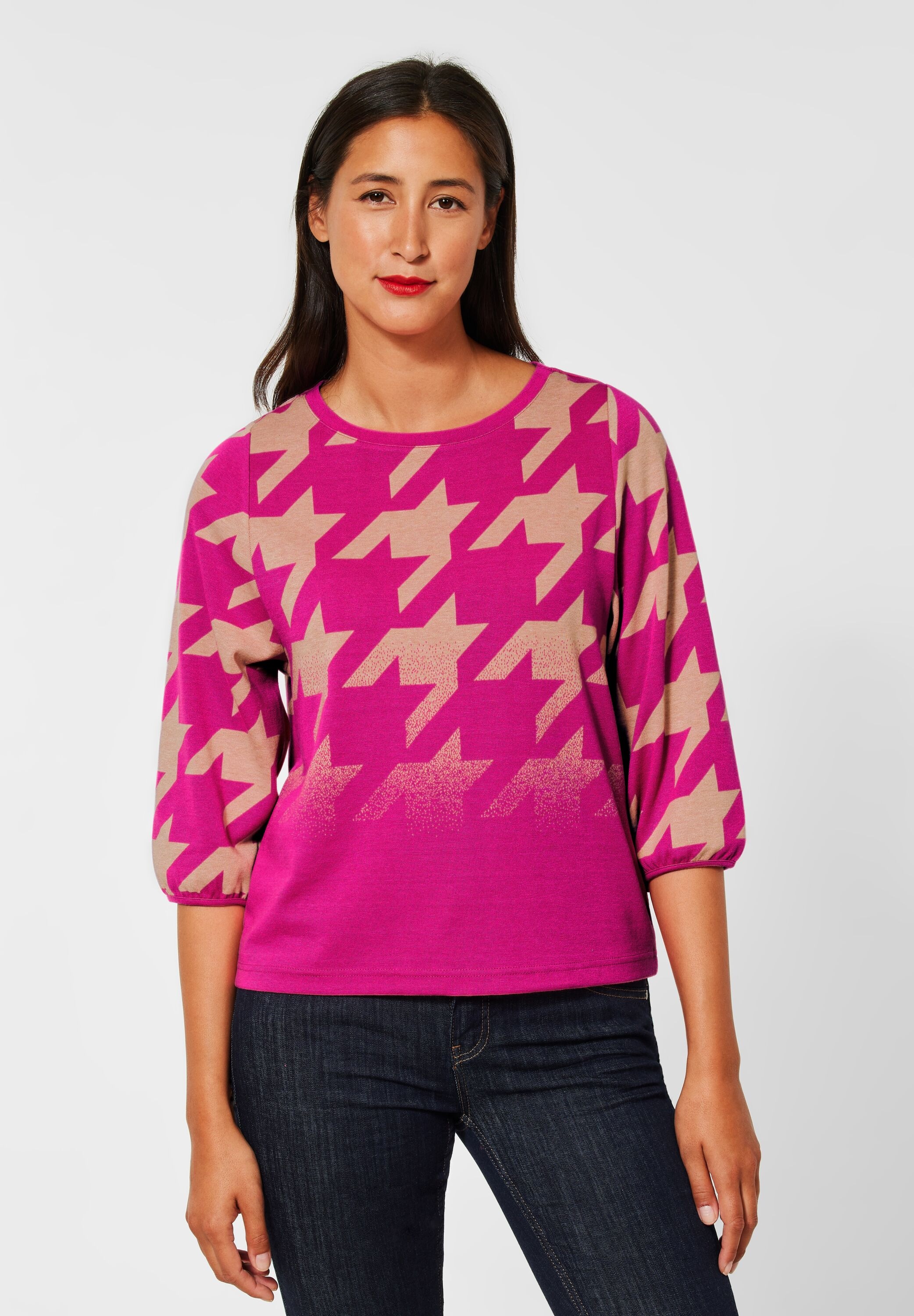 STREET ONE 3/4-Arm-Shirt, mit Hahnentrittmuster