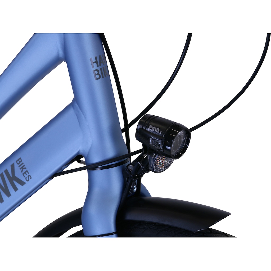 HAWK Bikes Trekkingrad »HAWK Trekking Lady Super Deluxe Skye blue«, 8 Gang, Shimano, Nexus Schaltwerk