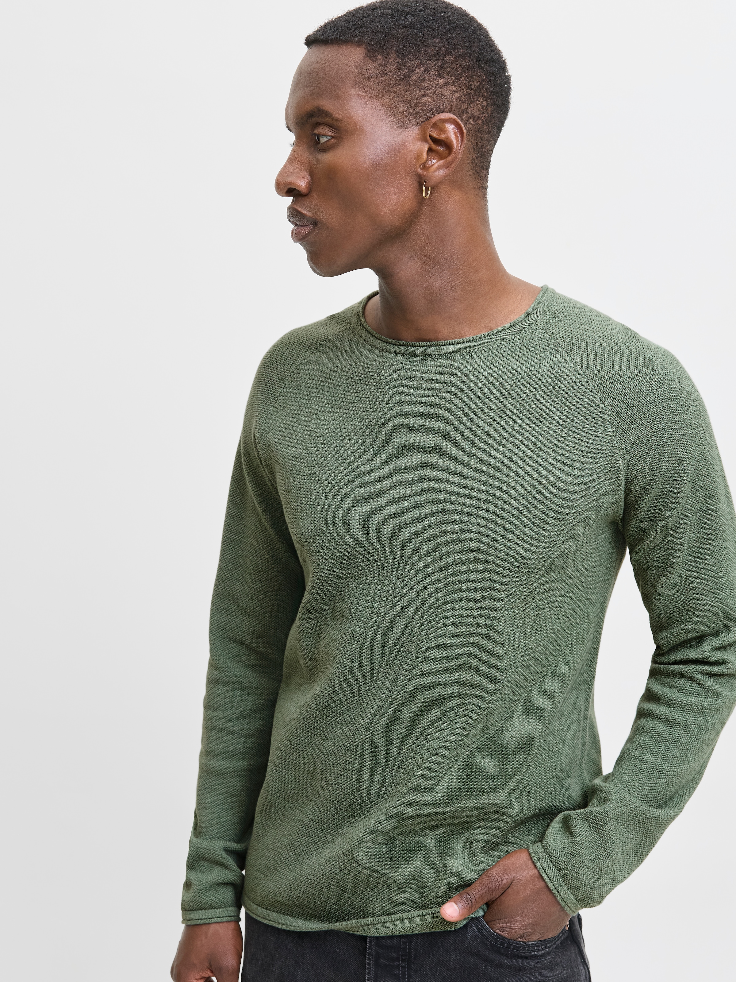 Jack & Jones Rundhalspullover »JJEHILL KNIT CREW NECK NOOS«, aus Strukturstrick