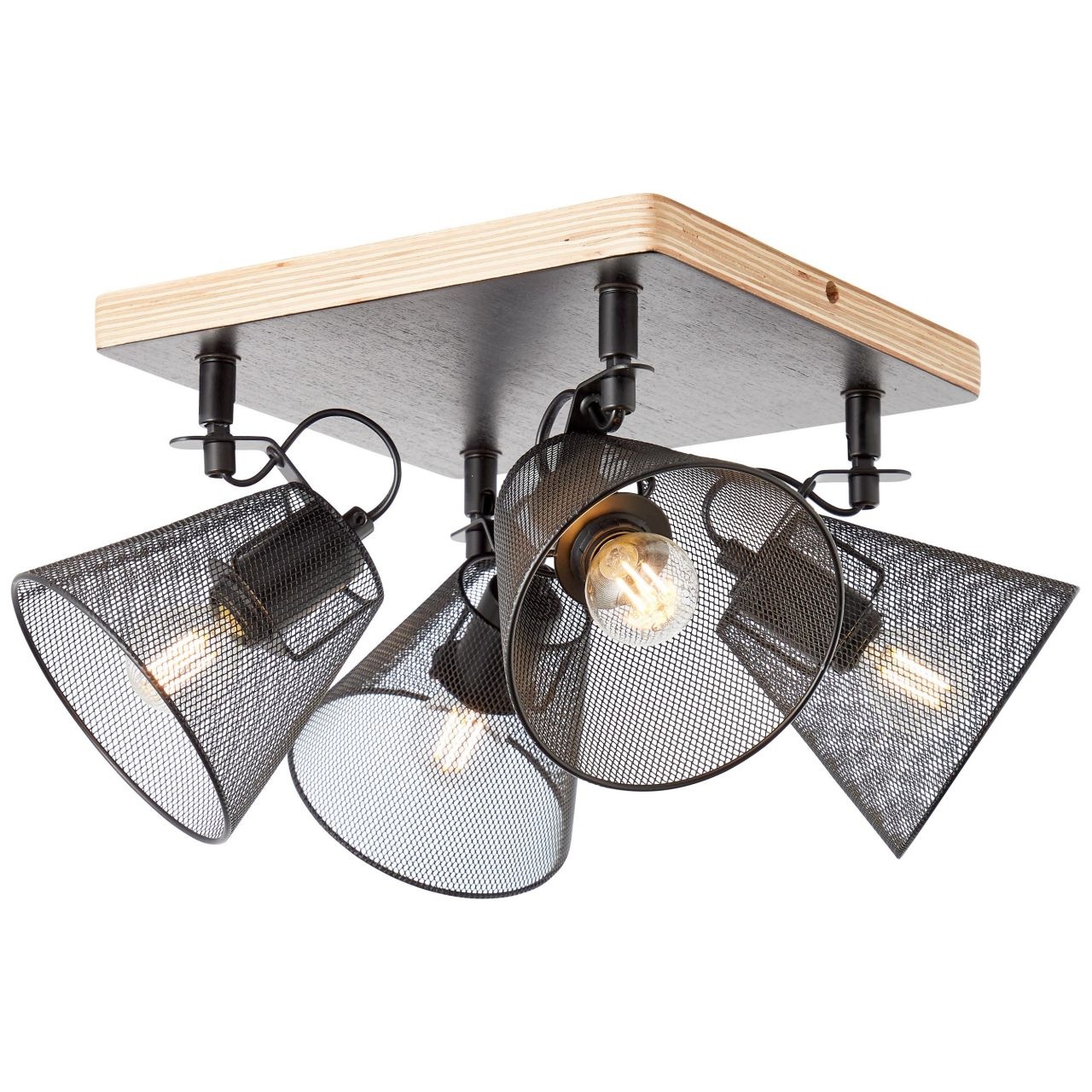Brilliant Deckenstrahler »Whole«, 4 flammig, Leuchtmittel E14 | ohne Leuchtmittel, 4flg schwarz/holzfarbend
