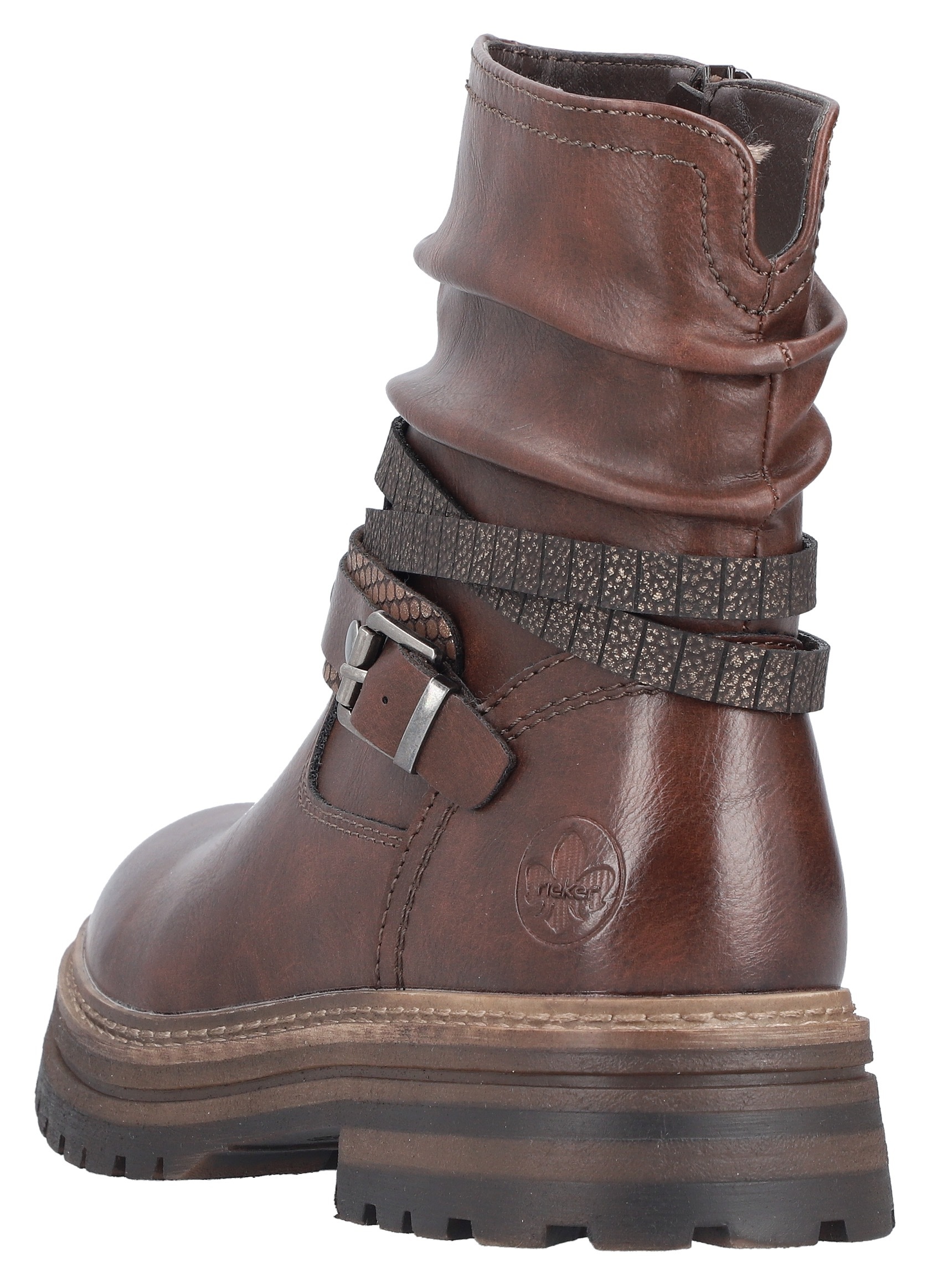 Rieker Winterstiefelette  Boots, Blockabsatz, mit Zierriemchen am slouchy Schaft