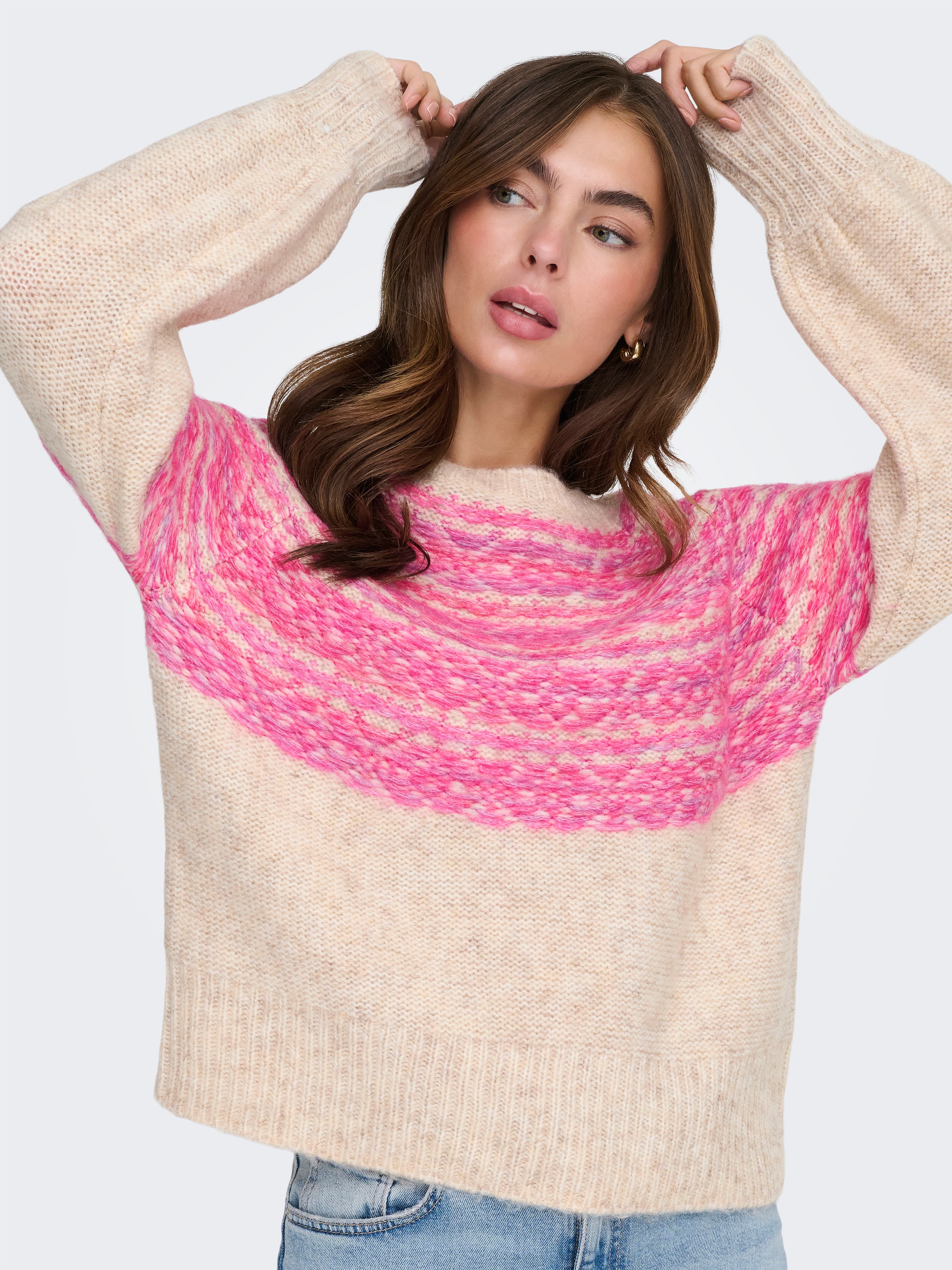 ONLY Strickpullover "ONLSIDONA LIFE LS JQ O-NECK KNT" günstig online kaufen
