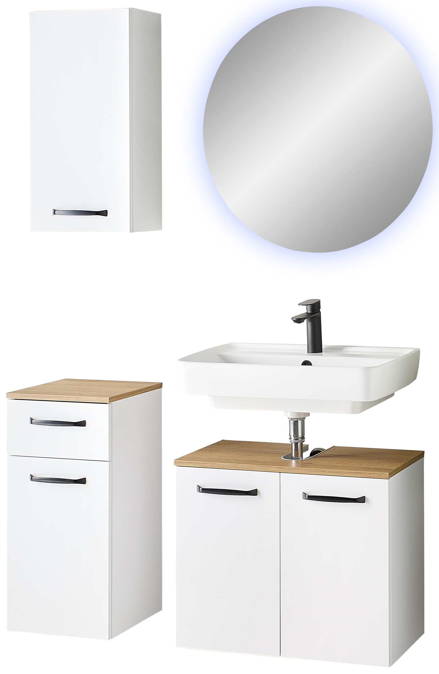 Saphir Badmöbel-Set »Quickset 500, Waschbeckenunterschrank mit Spiegel« 4 Stk. tlg.