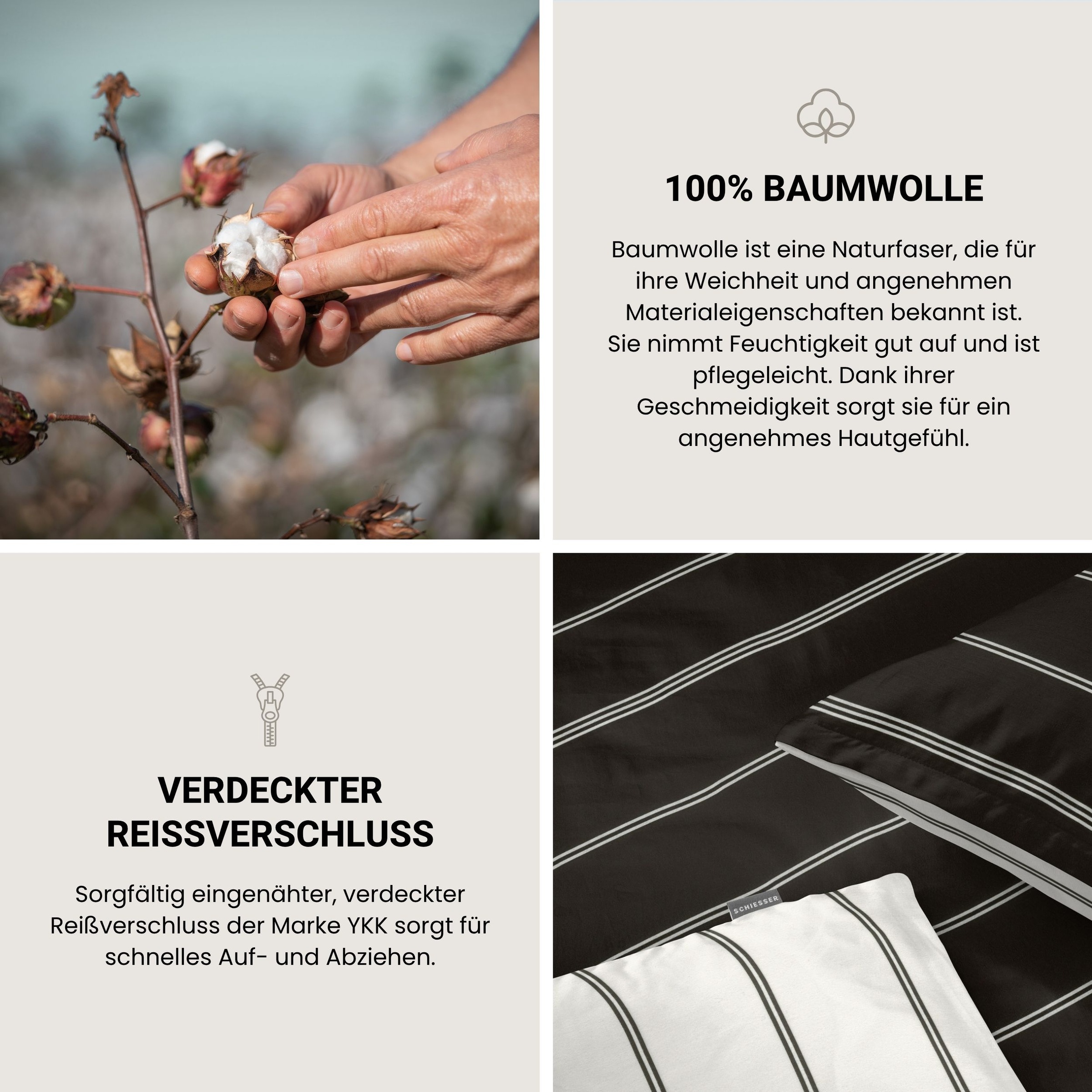 Schiesser Bettwäsche »Mateo aus weicher Baumwolle mit Streifen-Design« 2 OEKO-TEX® MADE IN GREEN