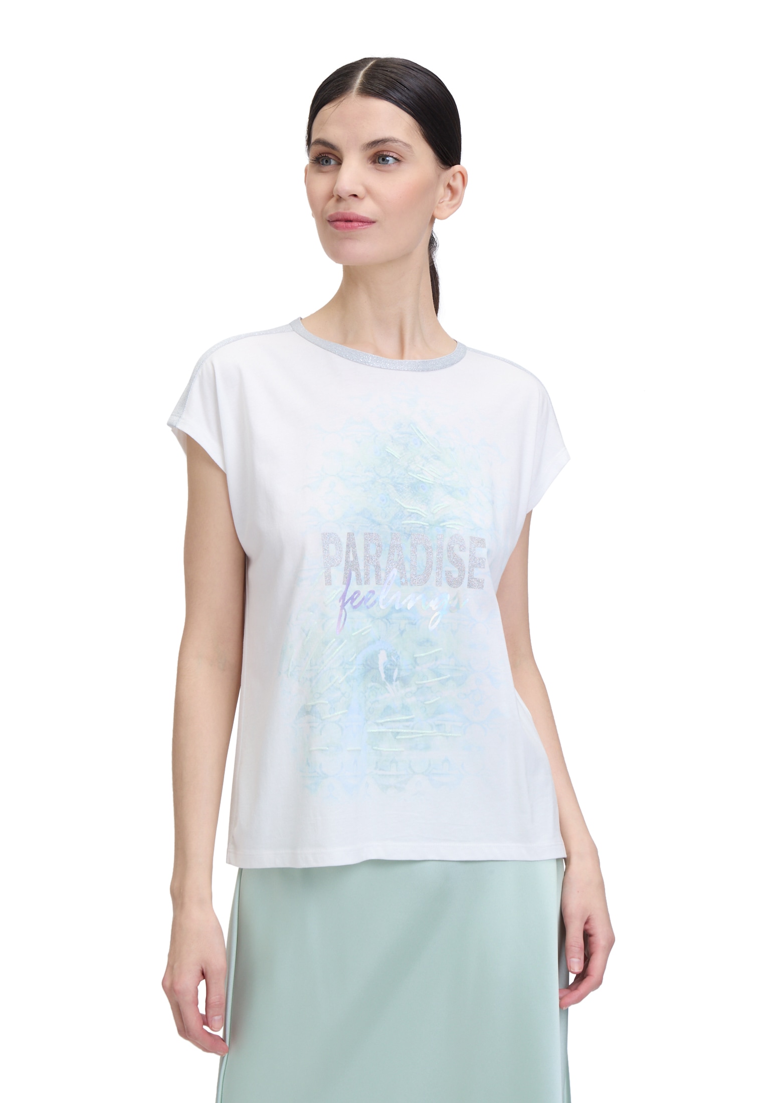 Cartoon Kurzarmshirt "Cartoon Damen Rundhals-Shirt mit Placement", (1 tlg.) günstig online kaufen