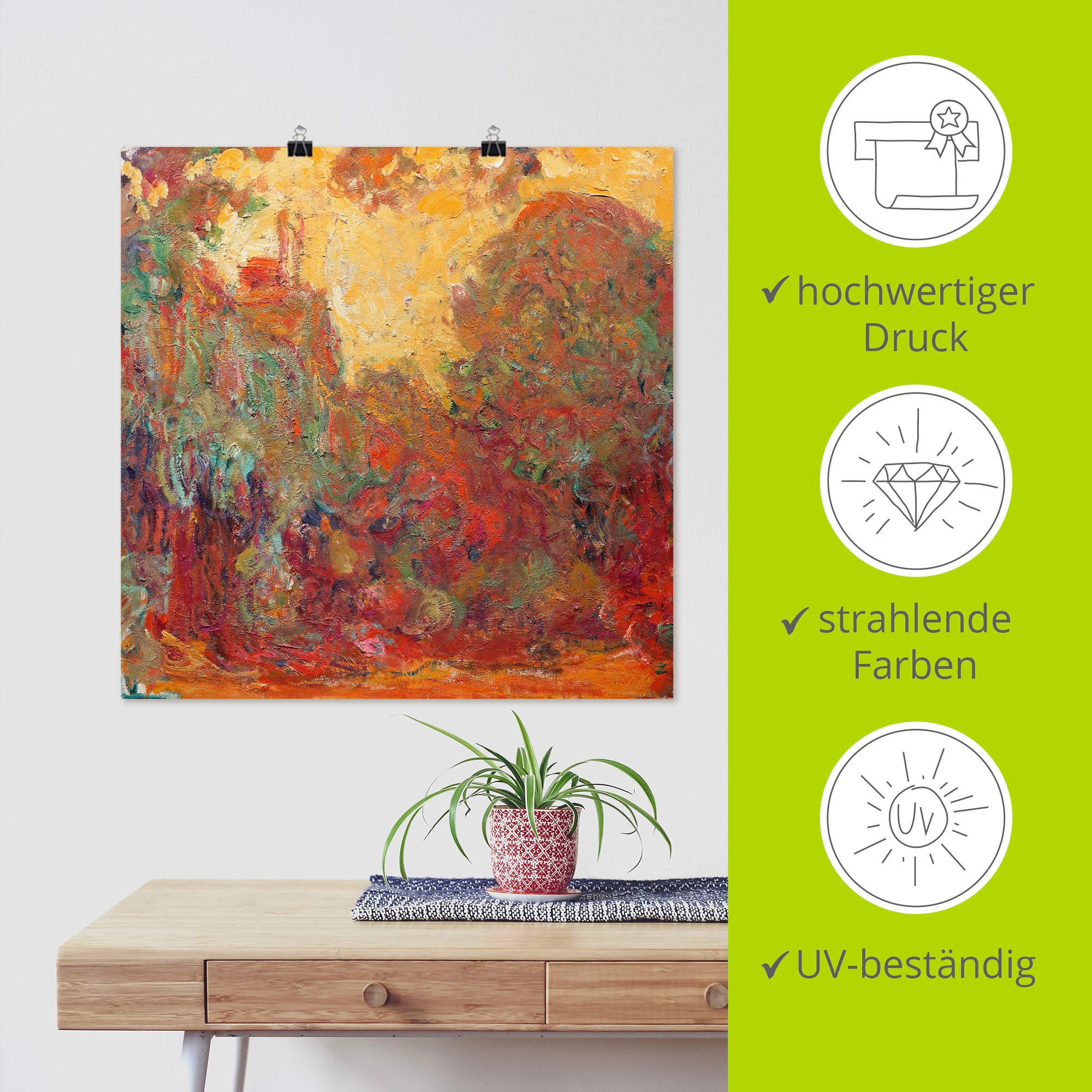 Artland Wandbild »Das Haus in Giverny Komposition in rot« Gegenstandslos 1 Stk. tlg. ohne Rahmen