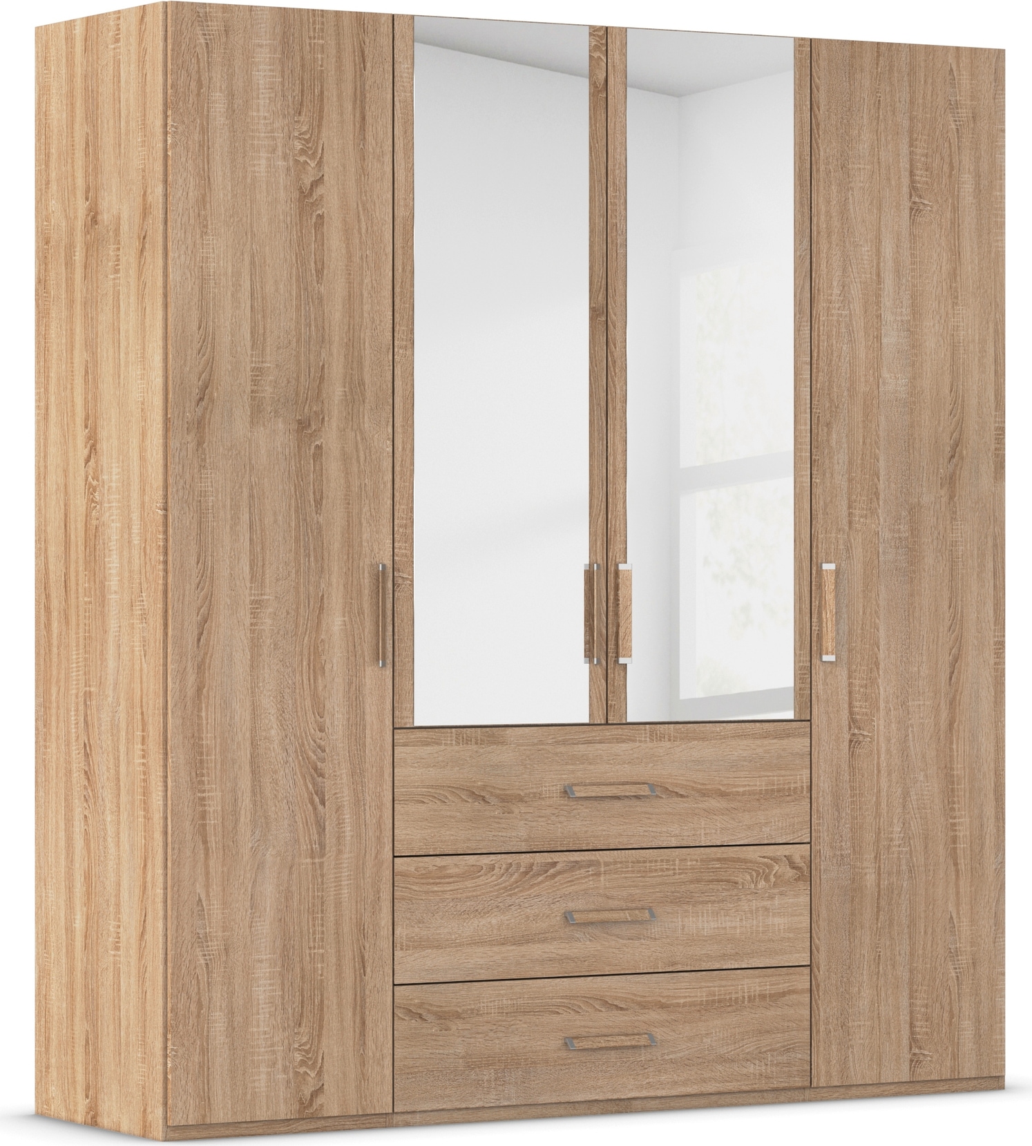 rauch Drehtürenschrank "Kleiderschrank Schrank Garderobe Schlafzimmerschrank EVELYN" in 2 Höhen 197 oder 210 cm erhältlich, inkl. SOFT-CLOSE-FUNKTION, in elegantem Stil mit Schubladen 3 Breiten und 2 Höhen MADE IN GERMANY