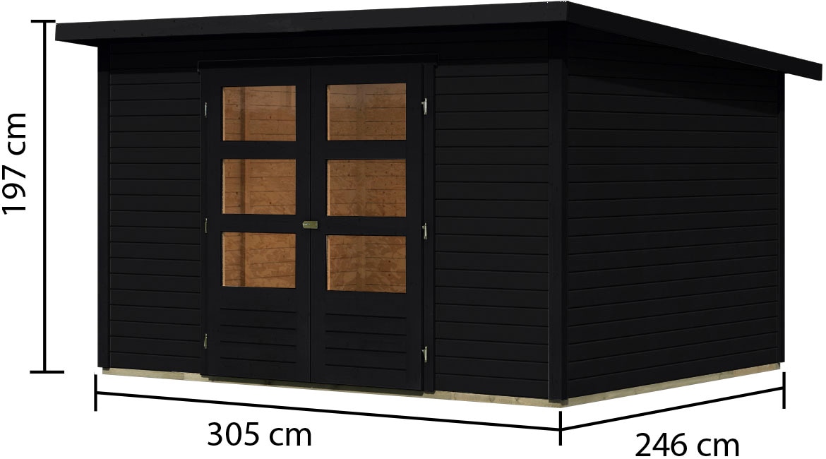 Karibu Gartenhaus »»Stockach 5« schwarz«, aus Fichtenholz, lakiert