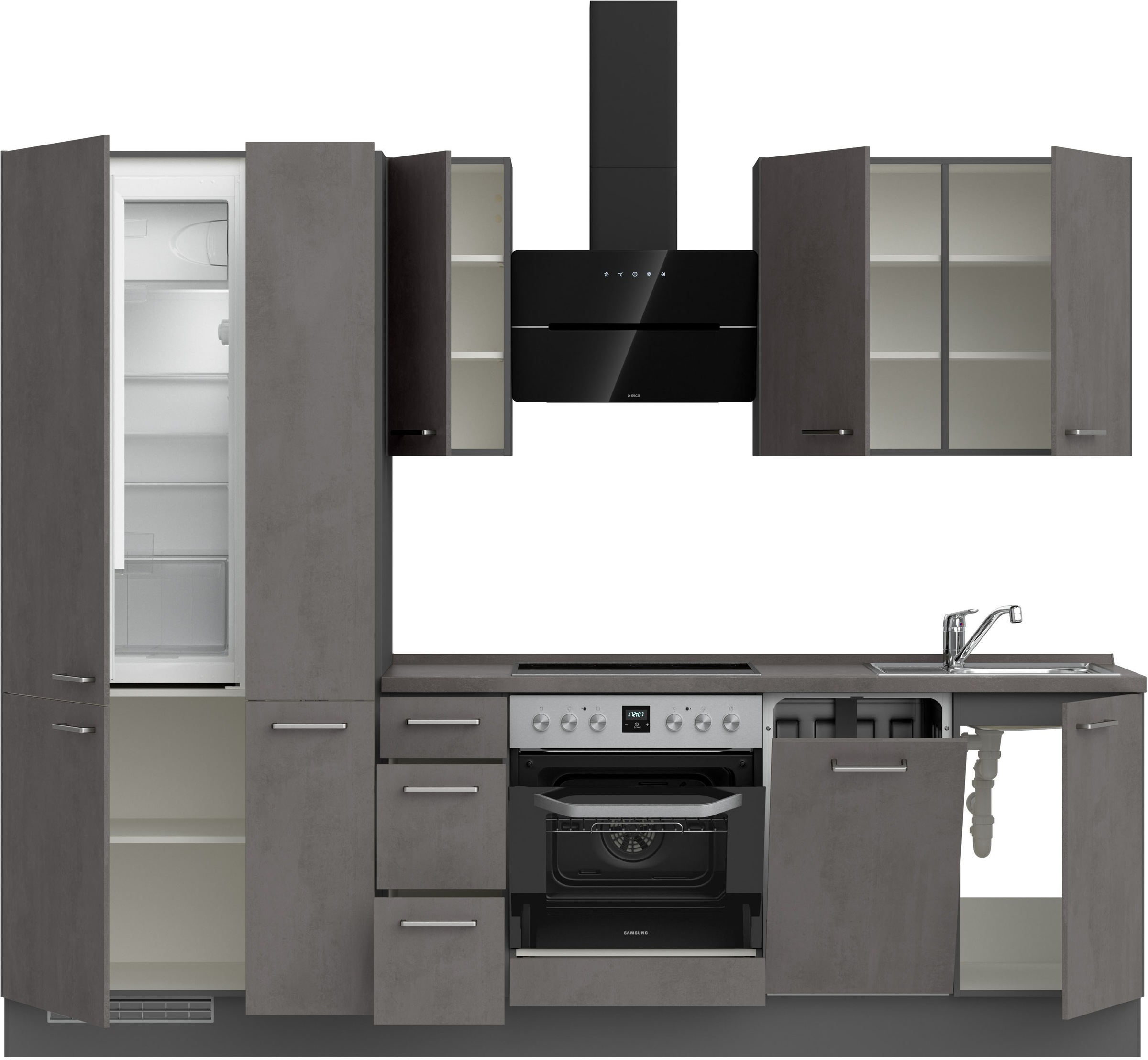nobilia® Küchenzeile »"Riva II"«, vormontiert, Ausrichtung wählbar, Breite 270 cm, wahlw. mit E-Geräten